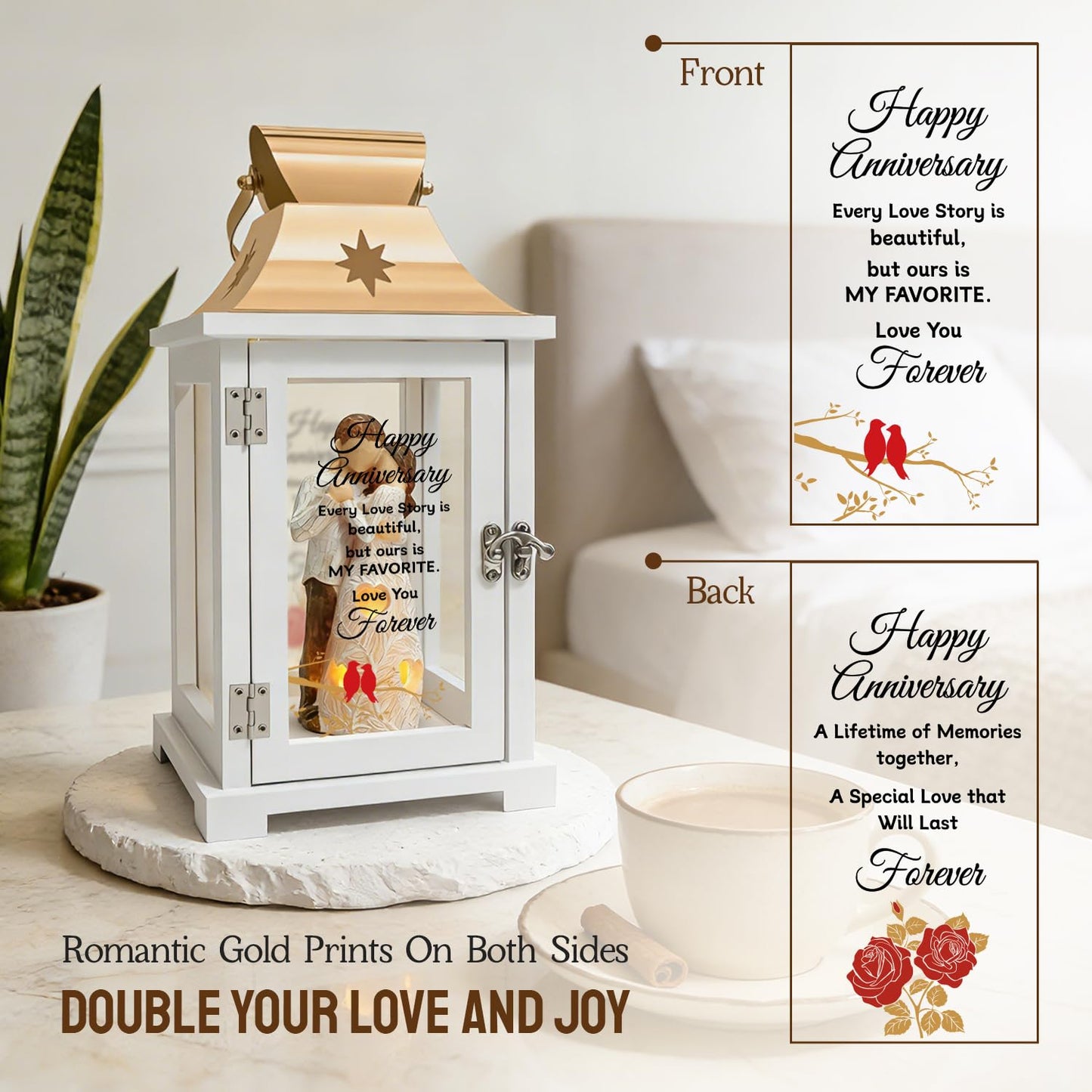 Homazing Wedding Anniversary Lantern Gift for Couple Wife Women Her Husband, Best Anniversary Wedding Gift for Couple Wife Parents 1st, 5th, 25th, 50th