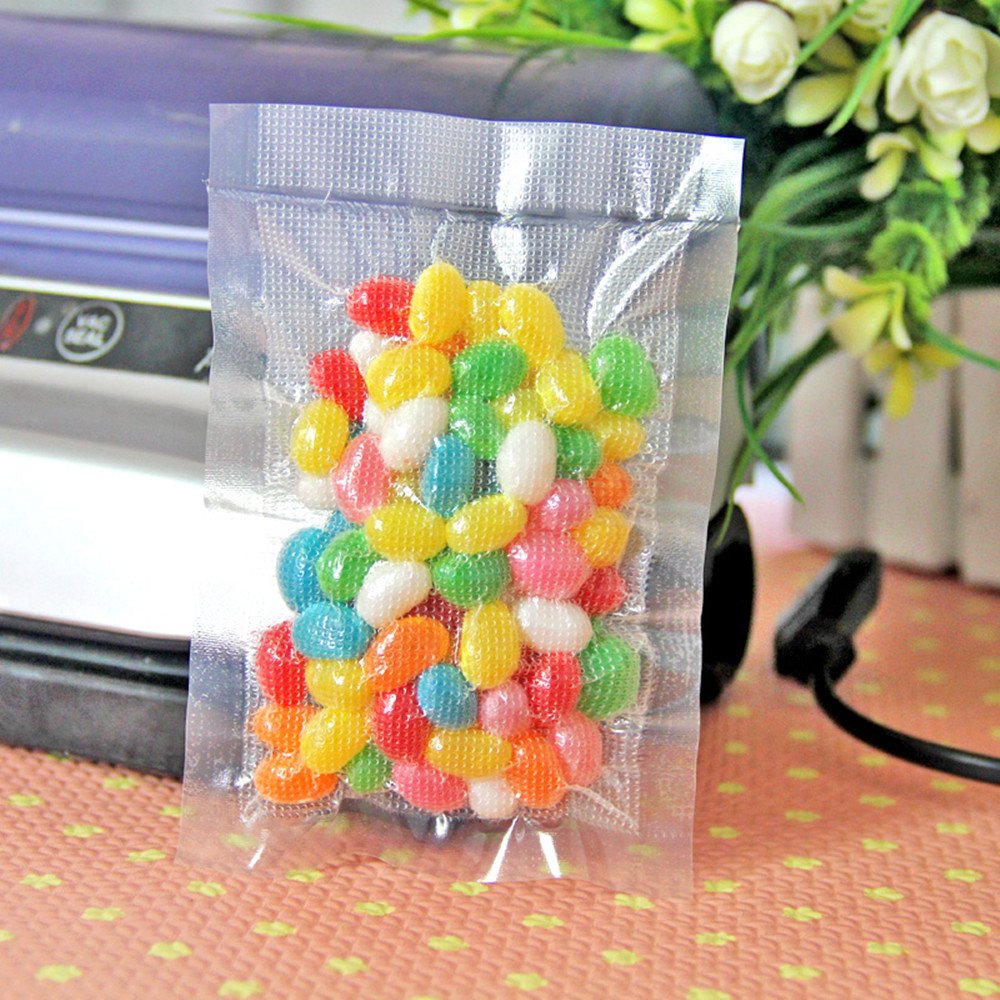 FERENLI 500 Pieces 2.7x3.9 inch (Usable Size 2.4x3.3 inch) Vacuum Sealer Bags for Food Storage Open Top Clear Plastic Flat Pouches Bulk Food Packaging Bags with Tear Notch