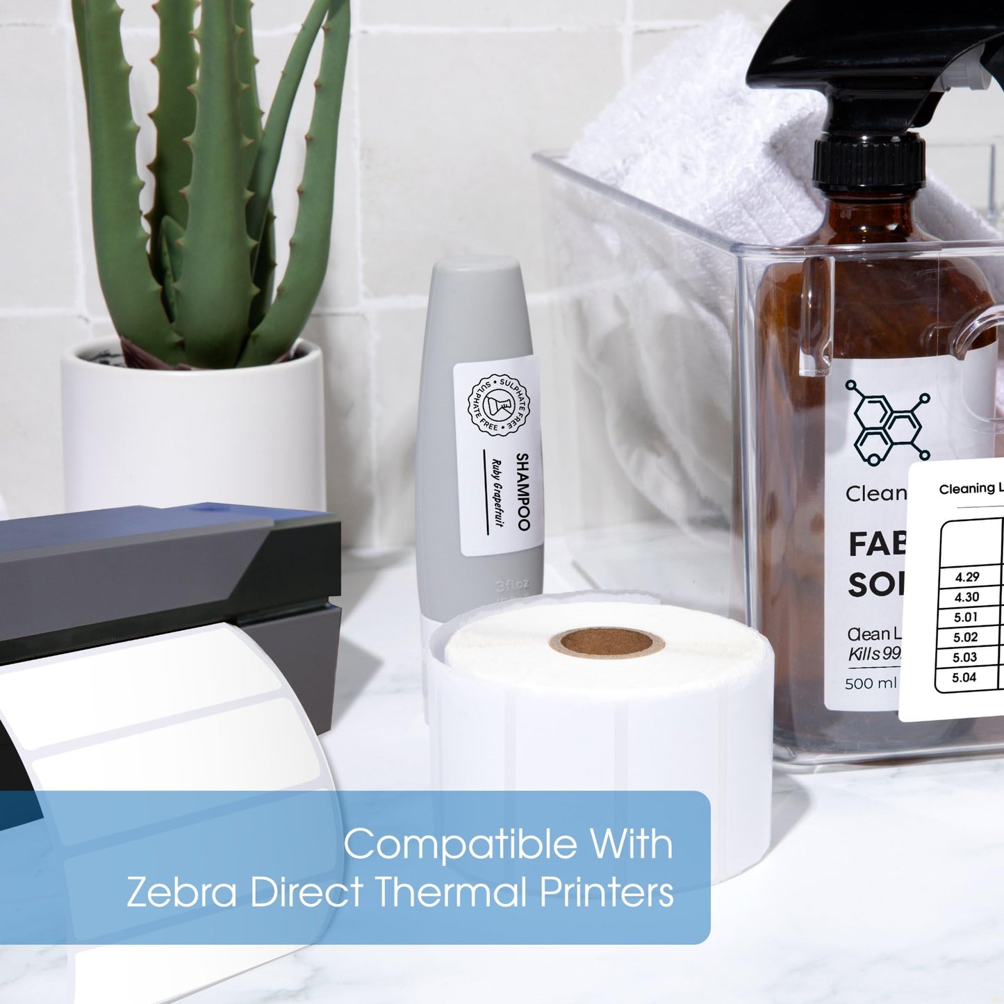Spartan Industrial - 1.25" X 1" Direct Thermal Labels (13000 Count, 10 Rolls) - Barcode Stickers, SKU Labels, Product Identification - Compatible with Zebra Desktop Printers, NOT Rollo Compatible