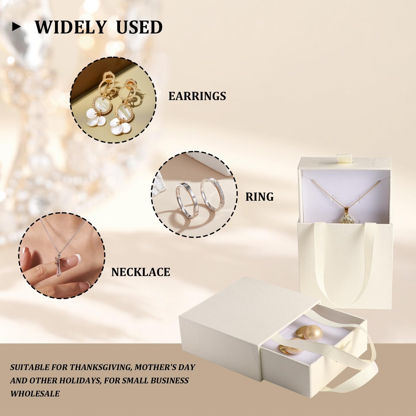 40 pcs paper boxes 9 x 9 x 3.5 cm, beige luxury gift storage, jewelry gift storage box suitable for earrings necklaces bracelets rings