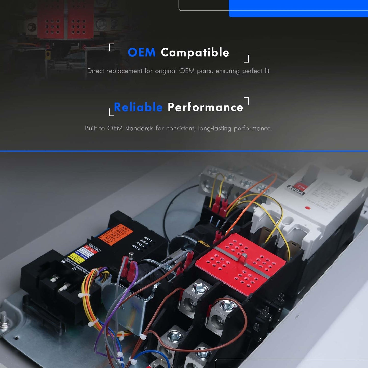 0L2911 Transfer Switch 200A with Handle Fit for Generac 200 Amp 2P 250V Generator Automatic Transfer Switch Assembly Replaces# 0D9618, OL2911