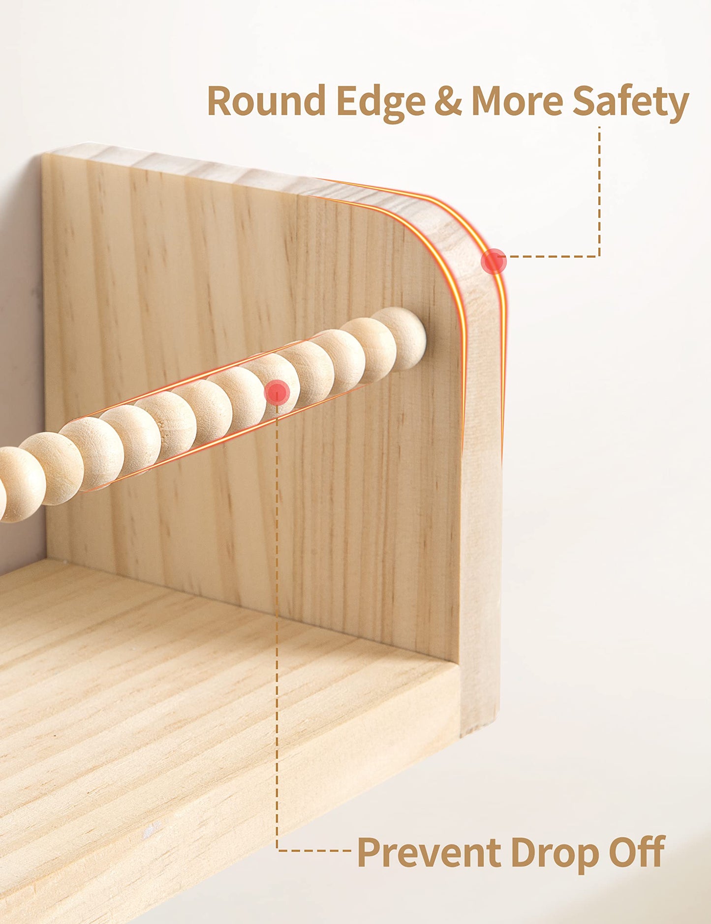 Maxpeuvon Nursery Floating Shelves for Wall, Set of 3 Book Shelves Natural Wood Wall Mounted Organizer with Towel Bar Hanging Bookshelves Nursery Decor for Kids Room, Bedroom and Kitchen