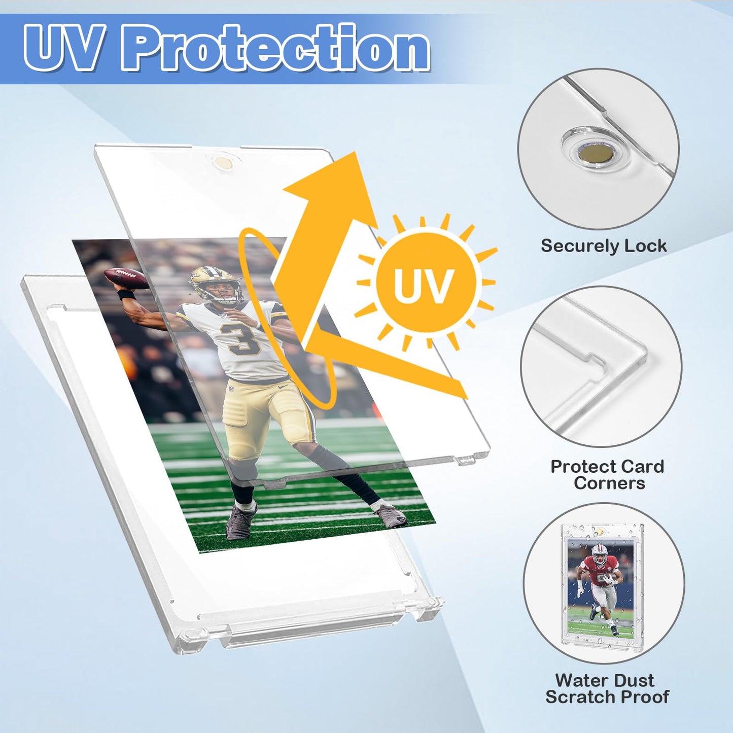 100PT Magnetic Card Holders for Trading Cards, 36ct One Card Touch Holder Baseball Card Thick Protectors Hard Plastic Magnetic Card Case Sports Football Basketball Top Loads for Cards Sleeves