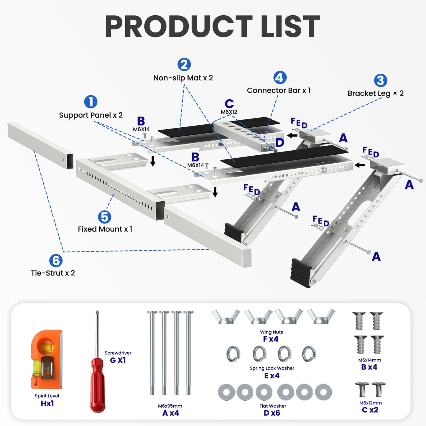 Cestluck No Drill Window AC Support Bracket: Adjustable Air Conditioner Support Bracket, Heavy Duty, Fits Single & Double-Hung Windows, Universal Units for 5000-24000 BTU, Up to 350 lbs