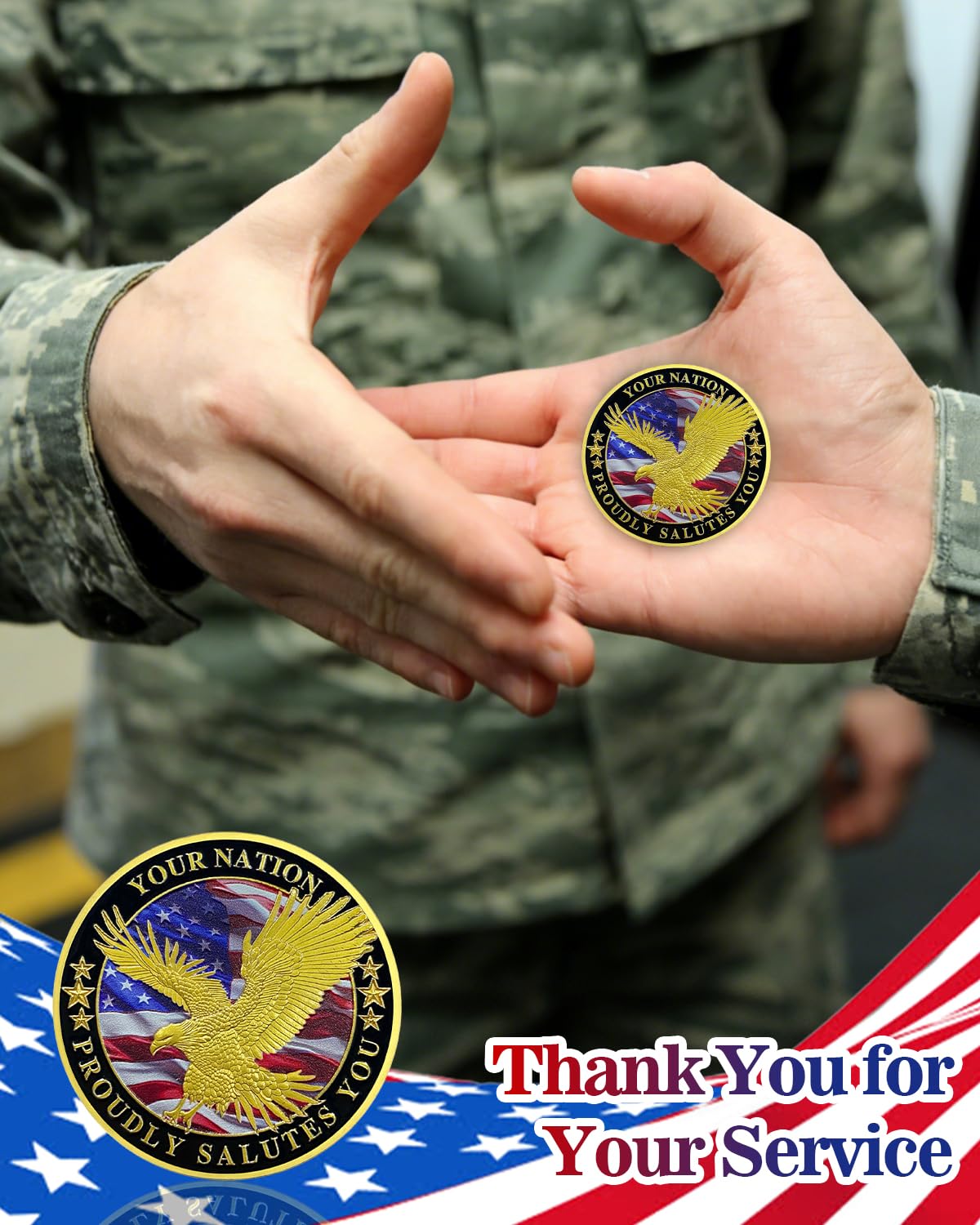 Value Valor Vow 24Pcs Military Challenge Coins Set - Veterans Thank You for Your Service Coin Military Appreciation Commemorative Gift for Men Women Army Soliders Honor Chip Veterans Day Gifts Bulk