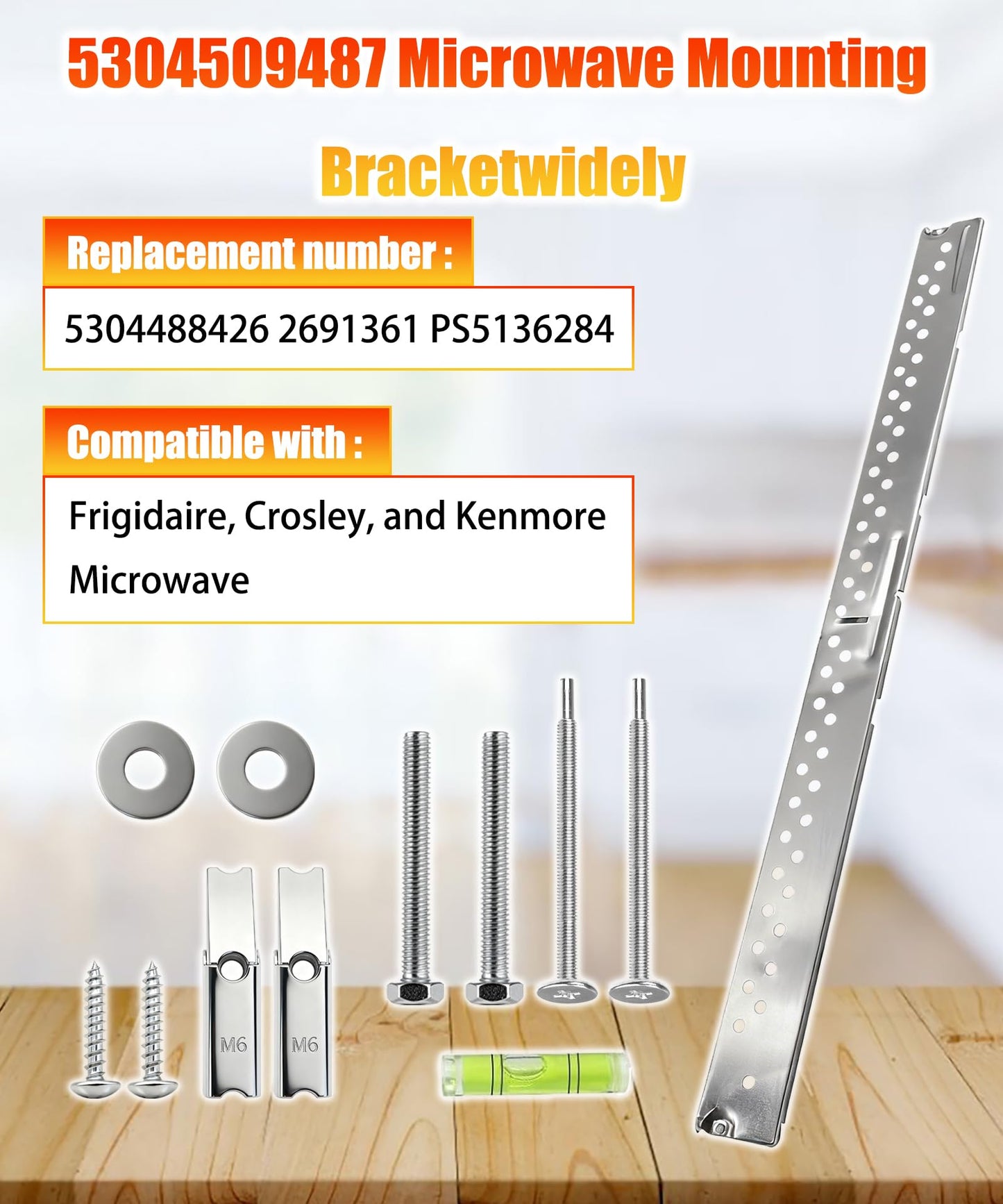 5304509487 Microwave Mounting Bracket Plate Fits for Frigidaire, Crosley, and Kenmore Microwave,Replace 5304488426 2691361 PS5136284 and More.