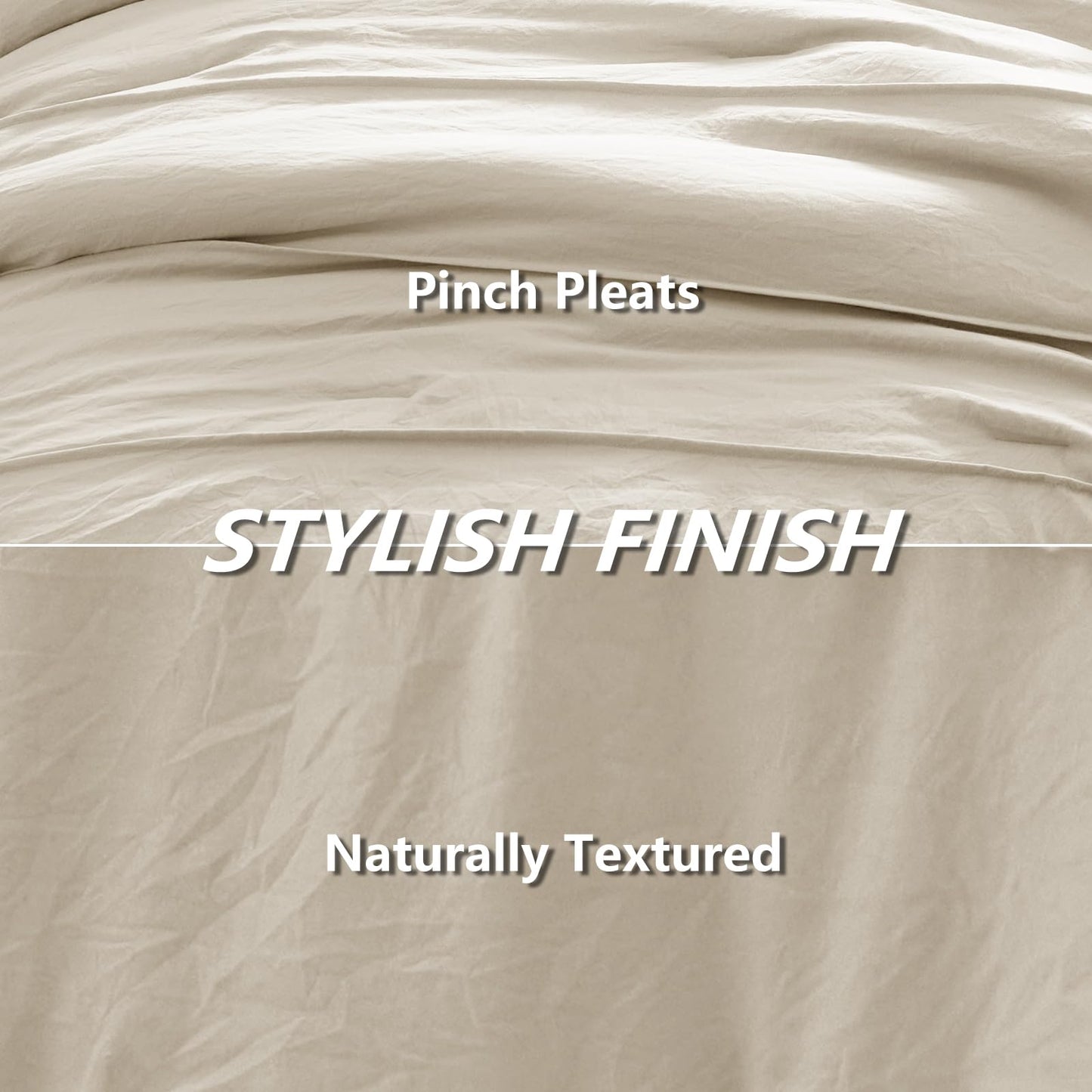 CozyLux Queen Comforter Set Beige, 7 Pieces Soft Pinch Pleat Bed in a Bag Queen Comforter Set with Sheets, Boho Bed Set with Down Alternative Comforter, Sheets, Pillowcases & Shams