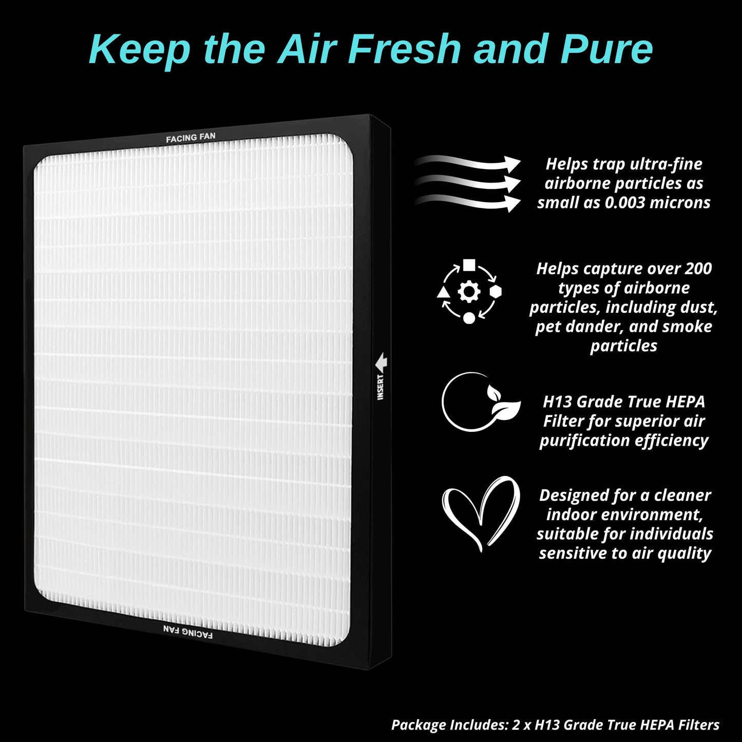 2 Pack Replacement Filters for Blueair 200/300 Series - H13-Grade Particle Filter - Compatible with Classic 200, 201, 203, 205, 210, 215, 250, 270/270E, 280i, 303
