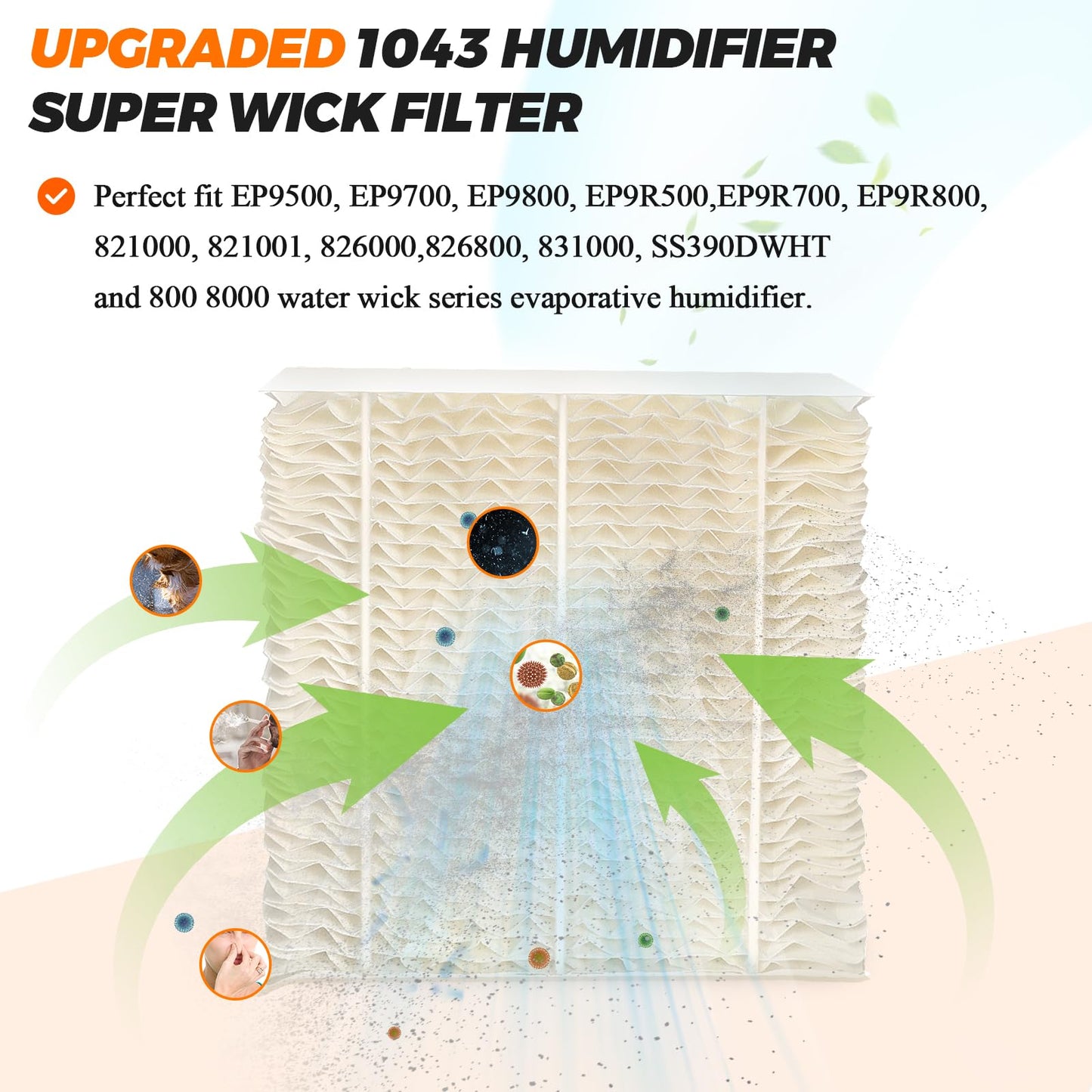 Blutoget 1043 Humidifier Wick Filters 3 Pack Replacement for Essick Air AIRCARE EP9500 EP9700 EP9800 EP9R500 EP9R800 821000 826000 826800 831000 &Bemis Space Saver 800 8000 Series Humidifiers