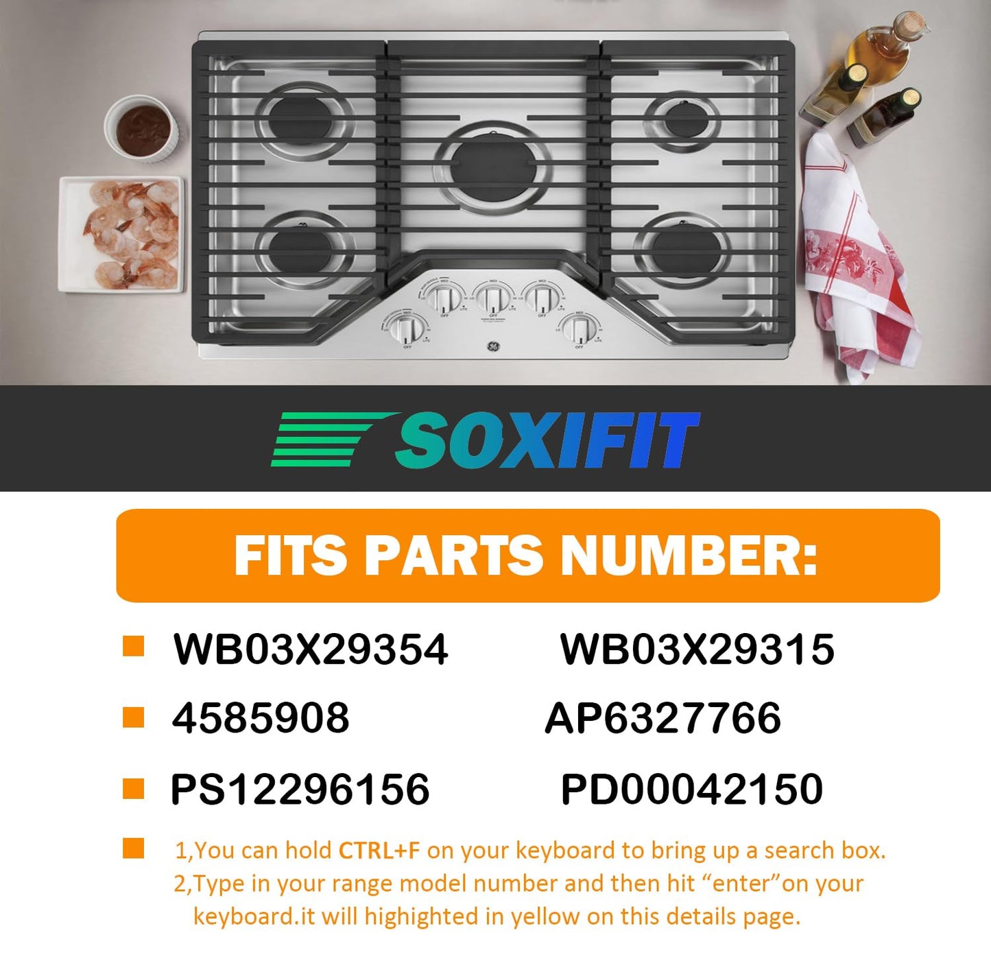 Upgraded (5Pcs) WB03X29315 for GE Gas Stove Knobs Replacements JGP5030SL1SS/ JGP5036SL1SS/ JP3030DJ3BB/ JP3036DL2BB / JP3530DJ3BB, Oven Range Burner Cooktop Control Knobs Replace Part