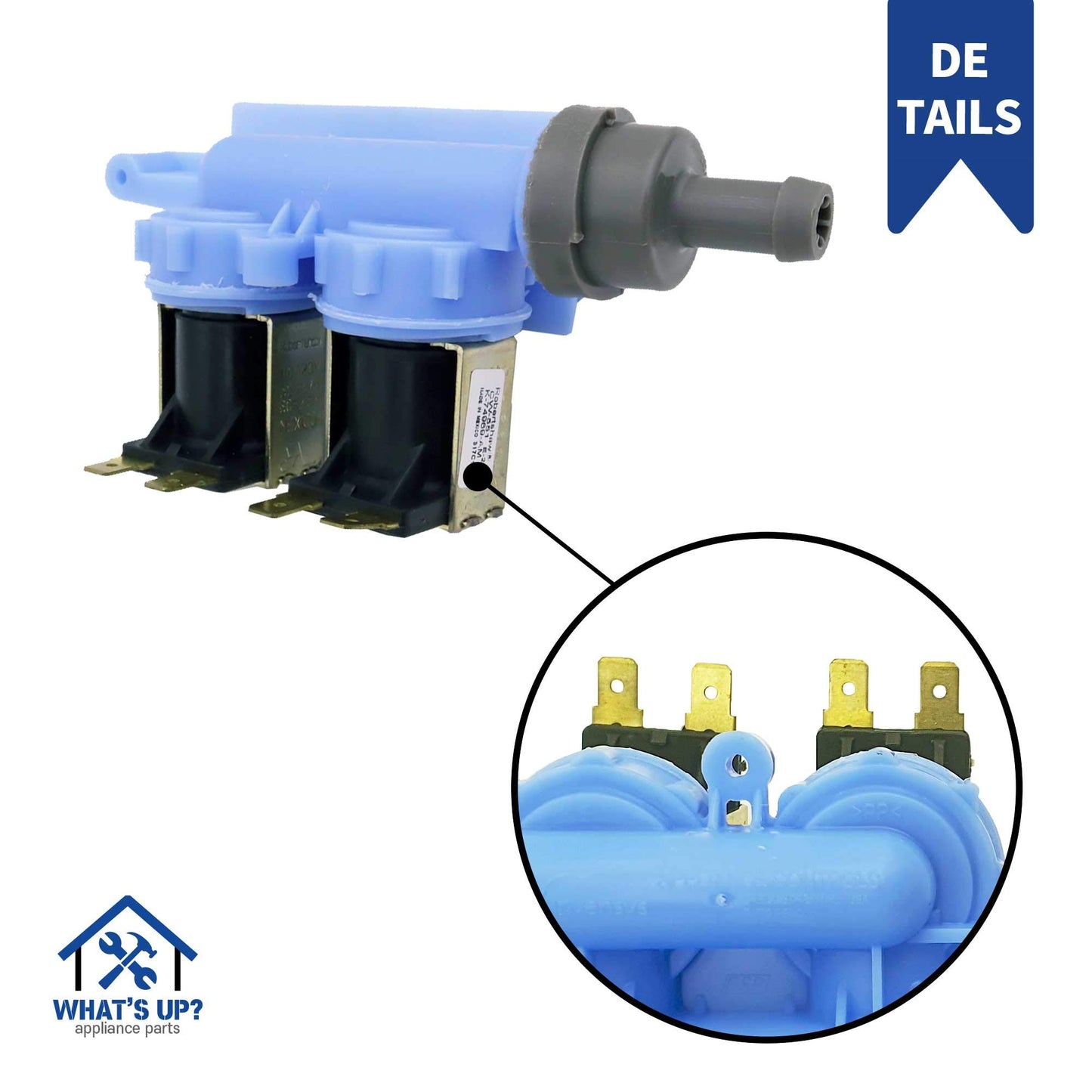 What's Up? 8181694 Washing Machine Water Inlet Valve OEM Replacement Part Replaces AP6011714, PS11744913, 461970201551, 8181694, AP3128776, PS391478, WP8181694