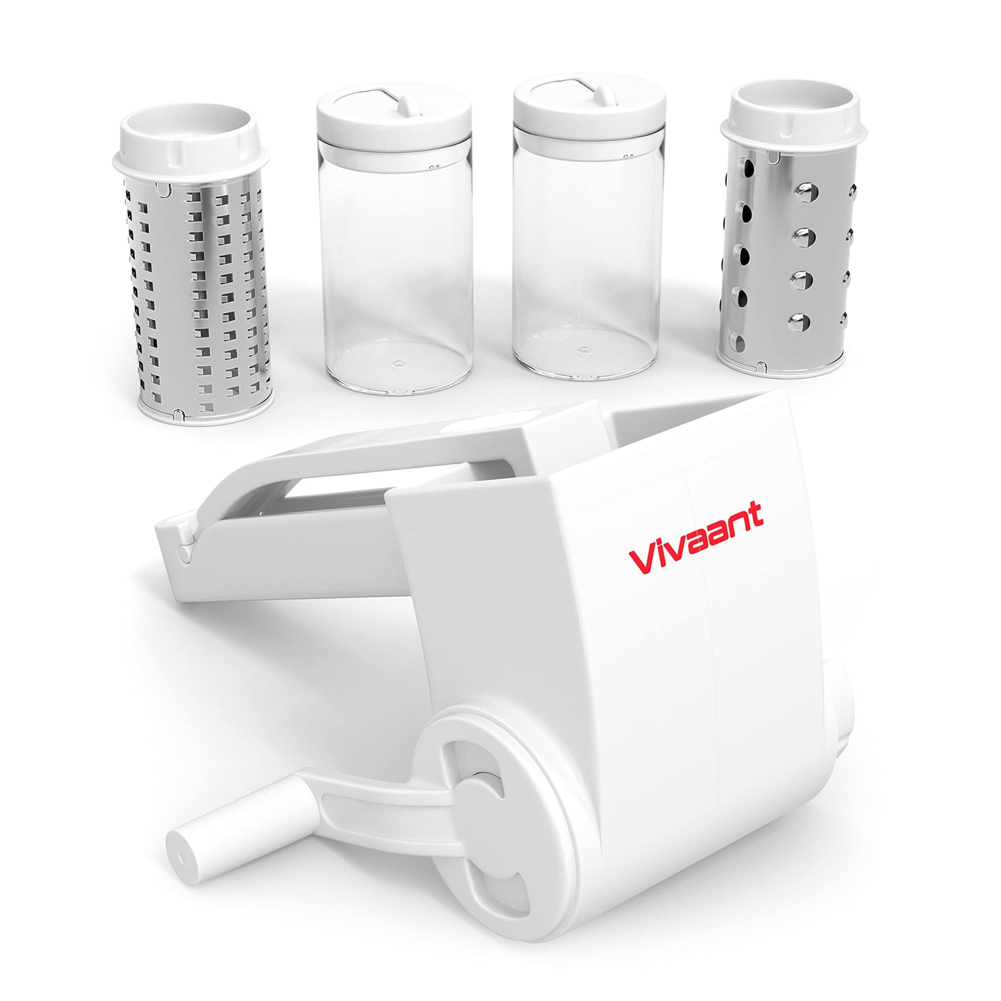 Vivaant Parmesan Cheese Grater Hand Crank, Restaurant-Grade Rotary Cheese Grater Handheld Italian Style with 2 Stainless Steel Drum Blades is Dishwasher Safe & Easy to Clean