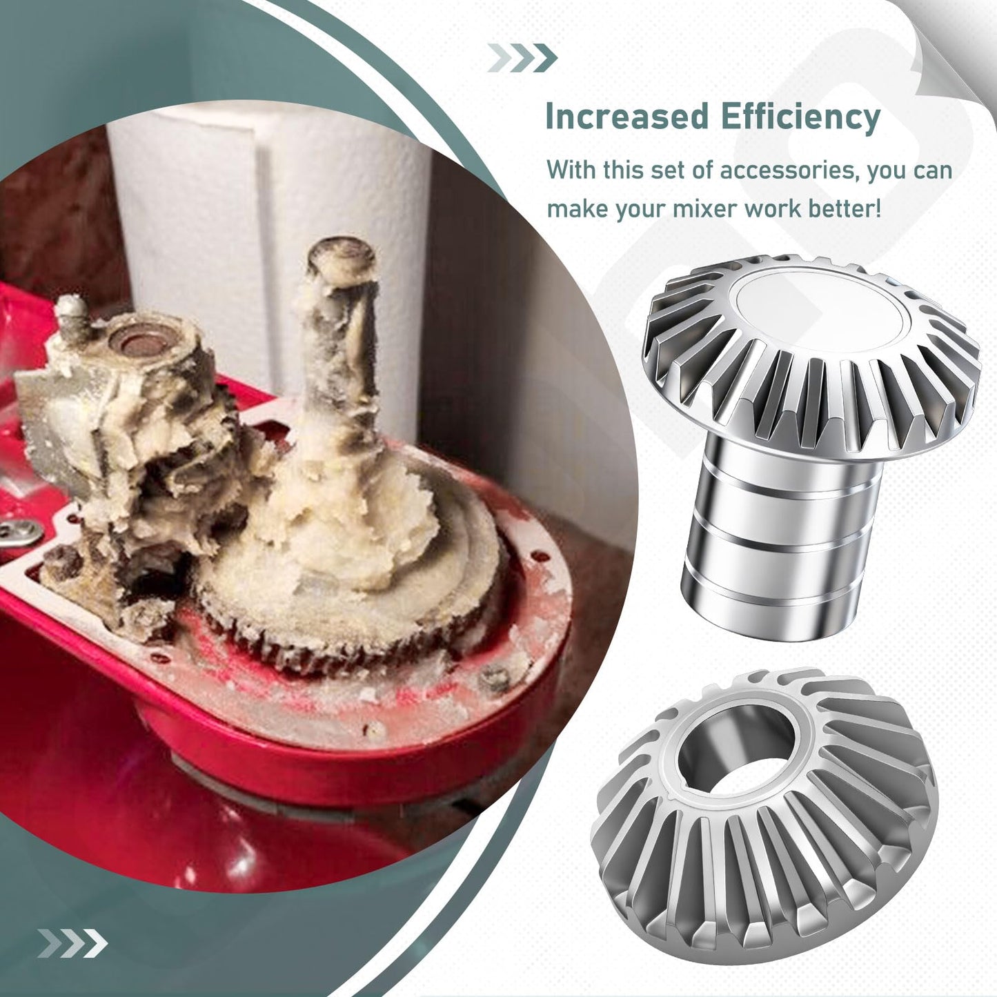 9706529 W11086780 9709231 WP9709231 Worm Gear - by Ohoho - Compatible with Whirlpool/Kitchenaid 5QT & 6QT Stand Mixer Replacement Parts - with Snap Ring & 1.8 Oz Grease & 9703445 Thrust Bearing