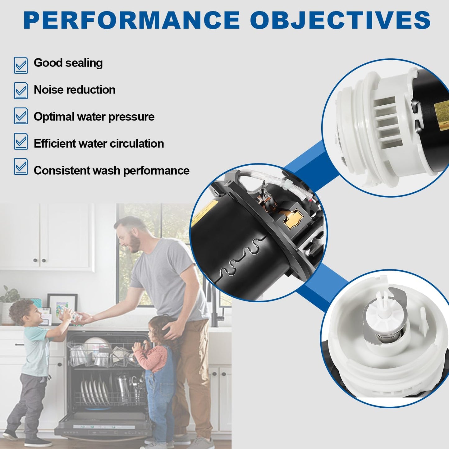 154844301 Motor Kit 154844301 Dishwasher Circulation Pump Motor with O-Rings for Frigidaire Dishwasher, Replace for 154488001 154588701 154594201 154648101 154700101