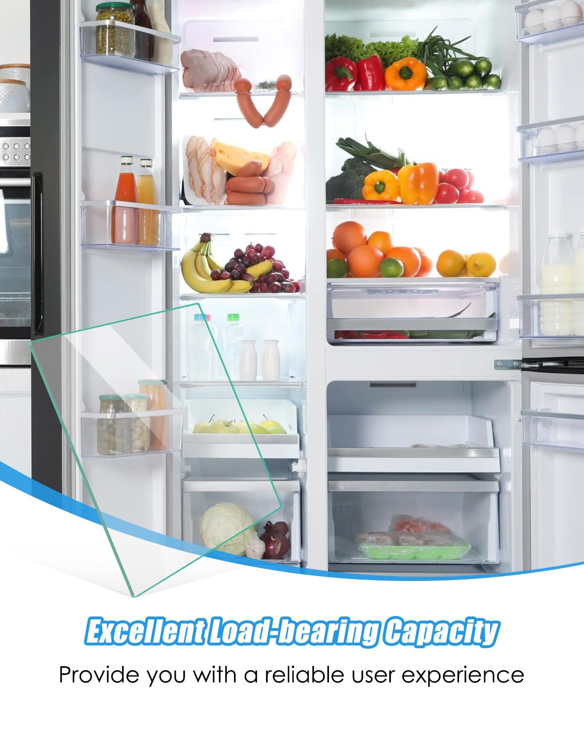 Upgraded W10864399 Refrigerator Glass Shelf Insert Fit for Whirlpool Amana Kenmore, Glass Inset Cover Replace AP6004077 2174150 2216108 2173405 2174441 2179259 2203238 2206097 2174149 PS11731733