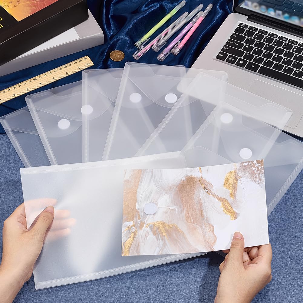 INTERWARM 96 Pack Plastic Envelopes, 7 X 10 File Envelope with Hook & Loop Closure Small Bill Storage Bags A5 Clear File Folders for School Home Work Office Letter Photos Organization