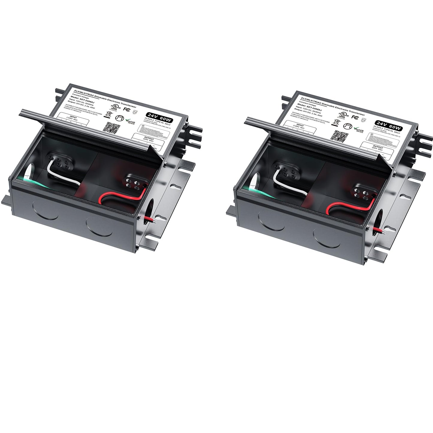 (2 Pieces) 24V Dimmable LED Driver, 60W Triac ELV/MLV LED Transformer Compatible with Lutron&Leviton Switches, Dimmable Led Power Supply 60W 24V for Light Smooth Flicker Free Dimming