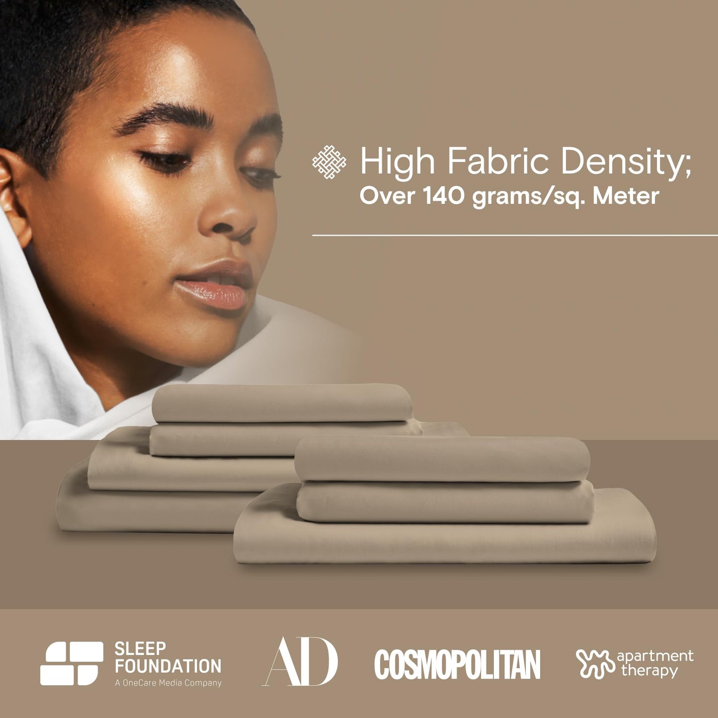 DOZ Sheet Set, 100% Viscose derived from Bamboo, Organically Grown, Buttery Soft, Cooling Sheets, High GSM, Deep Pockets - 3 Piece - 2 Pillowcases 1 Fitted Sheet (Dune, Queen)