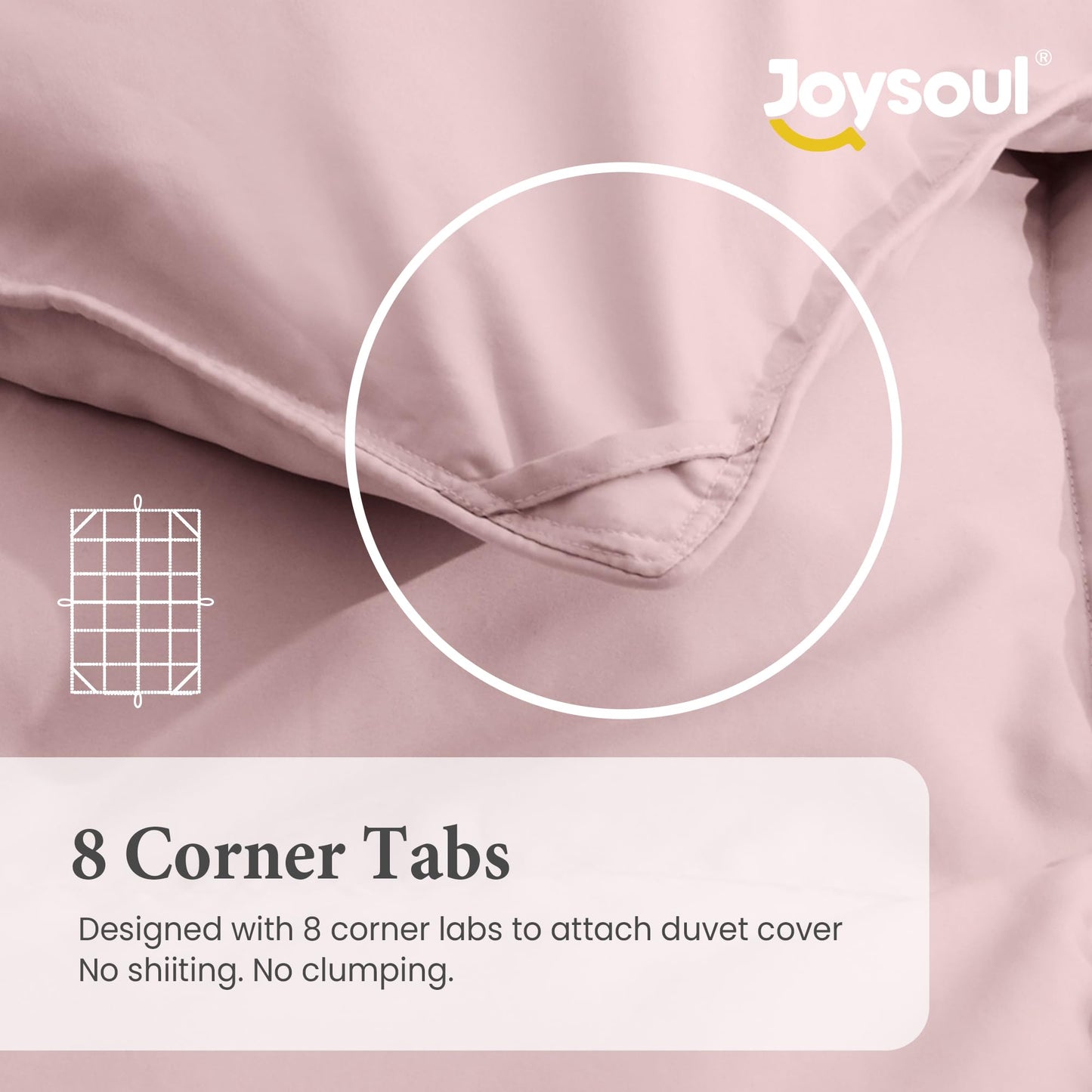 Joysoul Queen Size Down Comforter - All Season Ultra Soft Goose Down & Feather Fiber Fill, Luxury Hotel Pink Duvet Insert with Corner Tabs (88" X 88")