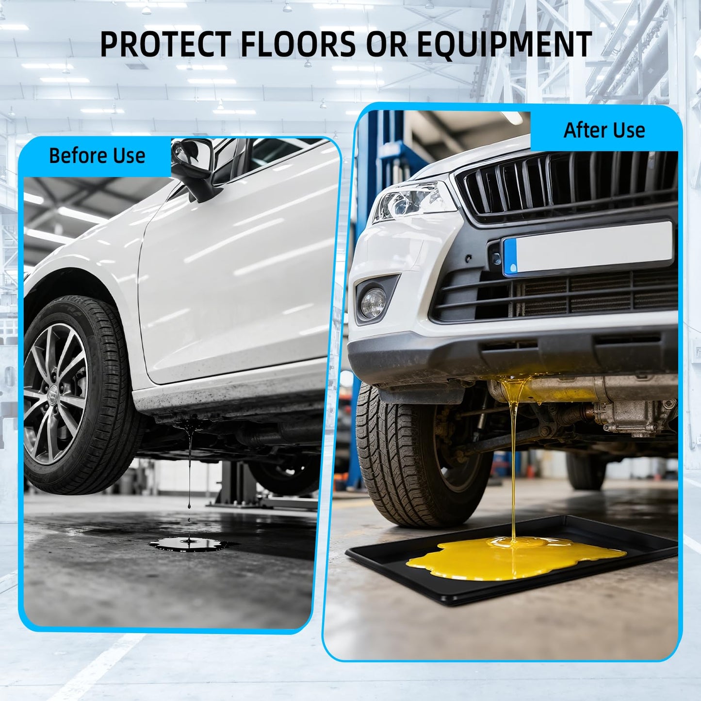 Dollate 3 Pack Extra Large Oil Drip Pan -35X24X1.5In Oil Drip Tray for Under Car, Automotive Plastic Drip Pan Oil Catch Drain Replacement Tray for Keep Garage Floor, Mini Fridge, Washing Machine Clean