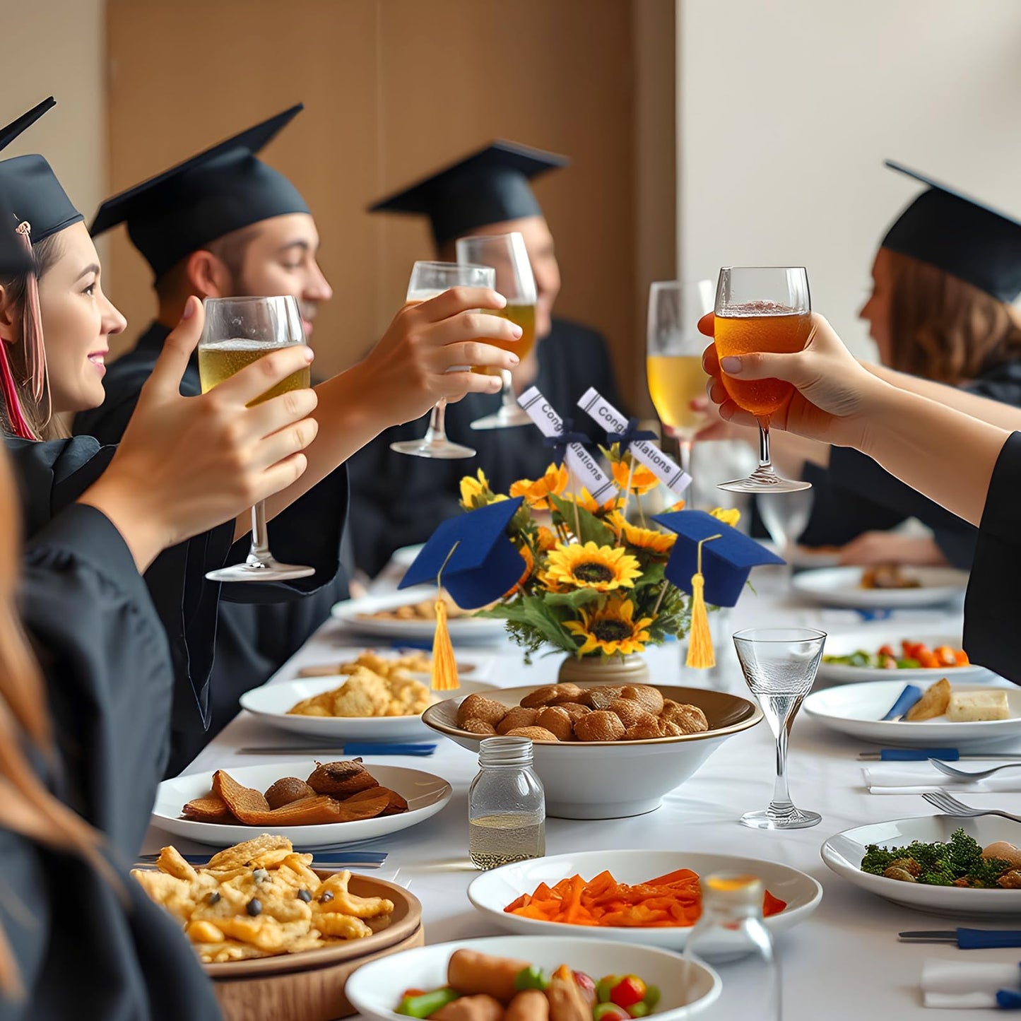 Breling 12 Pcs Blue and Gold Graduation Centerpiece Sticks Felt Graduation Scroll Diploma and Grad Cap with Tassel Decor 2026 Table Toppers Centerpiece Party Supplies for Grad Party Decorations