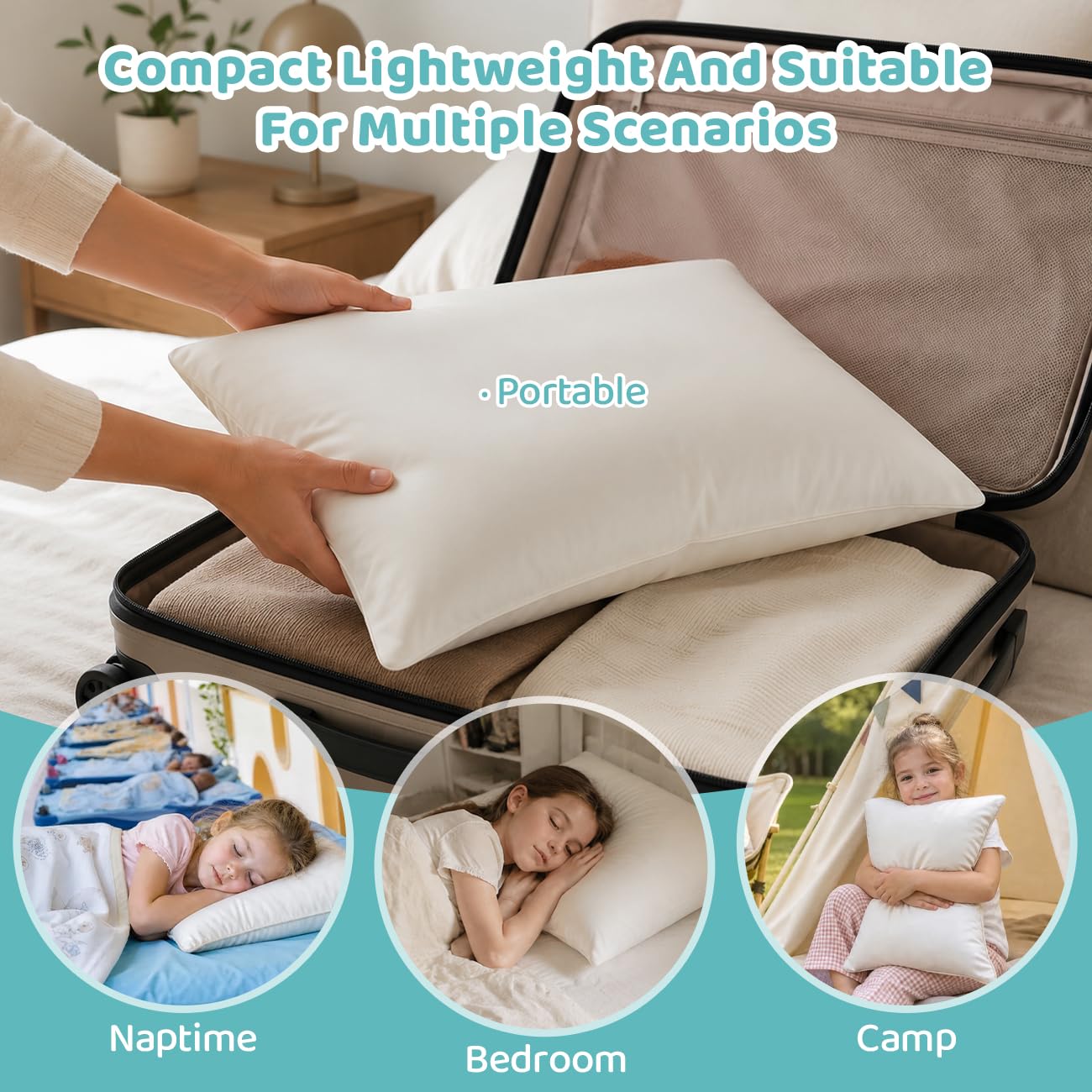LOFE Organic Kids Pillow - 16x22 Toddler Pillow with 100% Organic Cotton Shell, 2 Pack Adjustable Loft Youth Pillow, Machine Washable Organic plilow, Soft, Perfect for Kids&Youth