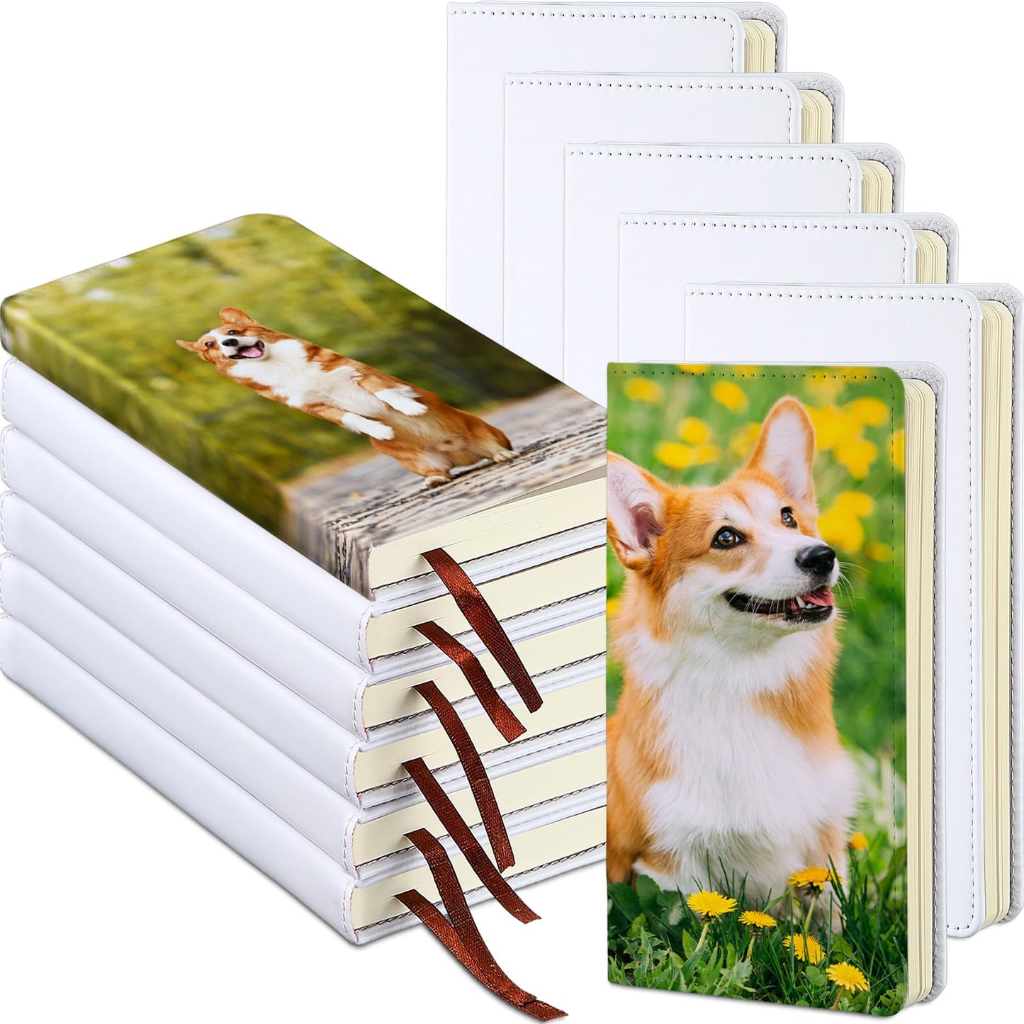 Jetec Sublimation Journal Blank Notebooks Faux Leather Journal Notebooks Small Notebook Notepad A6 Cute Hardcover Blank Notebook for Back to School Office Supplies 200 Pages diy(12 Packs)