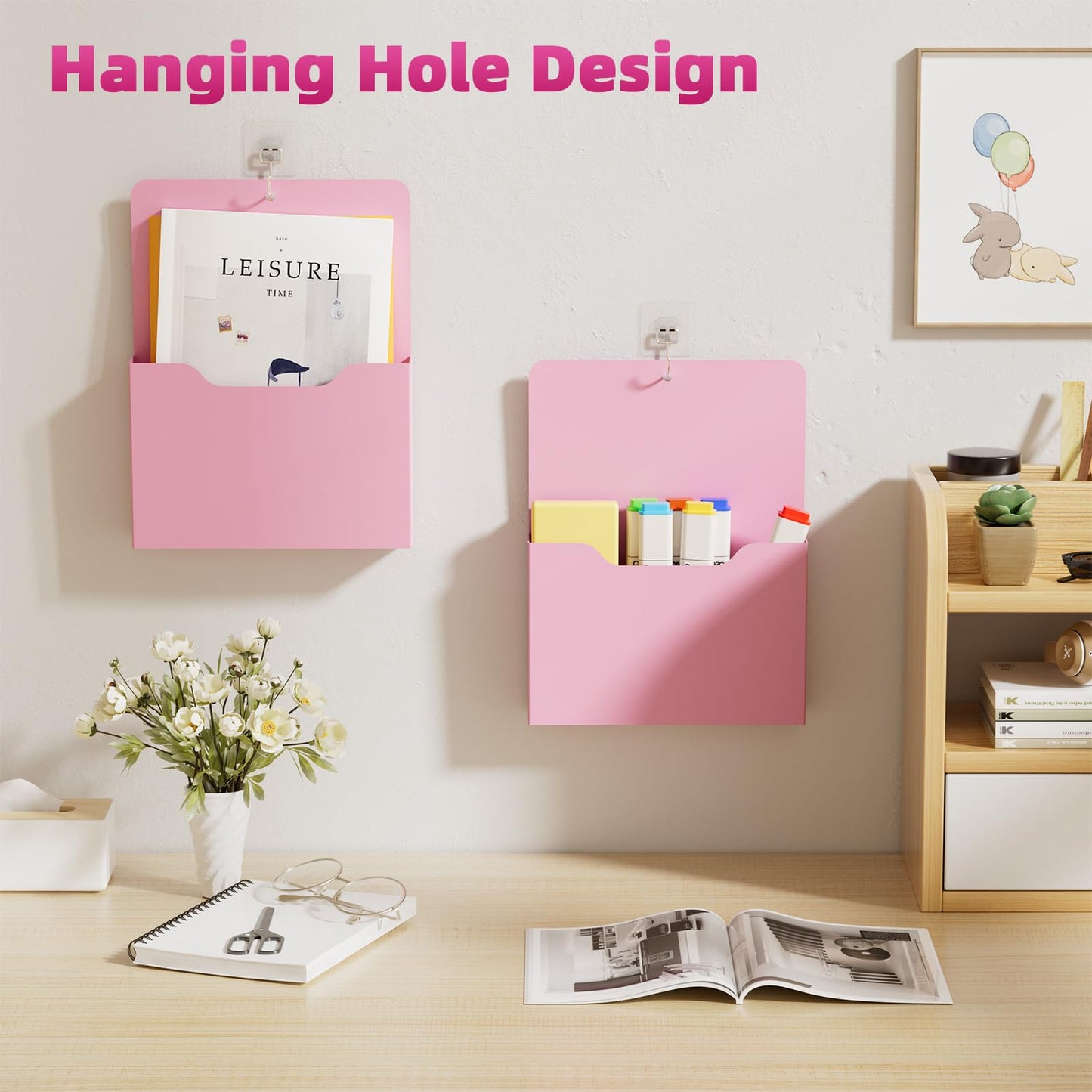 Magnetic File Holder - Magnetic Paper Holder, Pocket Organizer Office Supplies Storage Mail Organizer for Notebooks,Planners,Letter (6P)