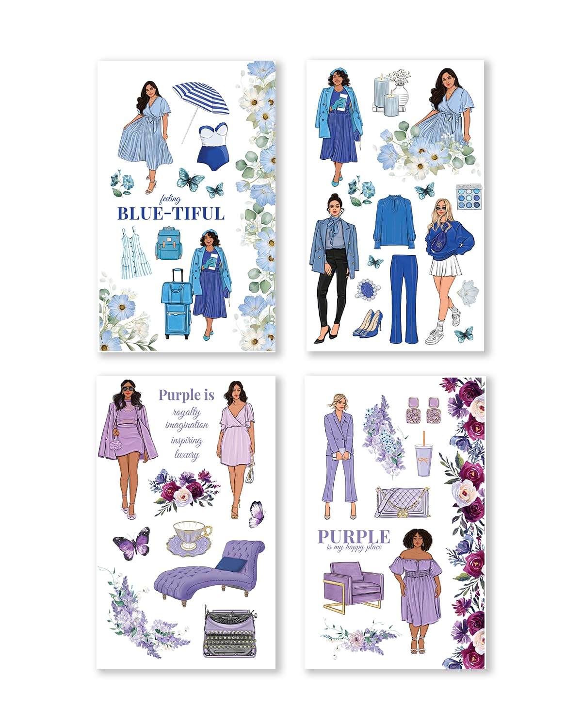 Rongrong Rainbow Girls Planner Stickers Book for Planners, Calendars, Journals – Aesthetic Premium Quality Hand Drawn – Scrapbook Stickers – 24 Pages