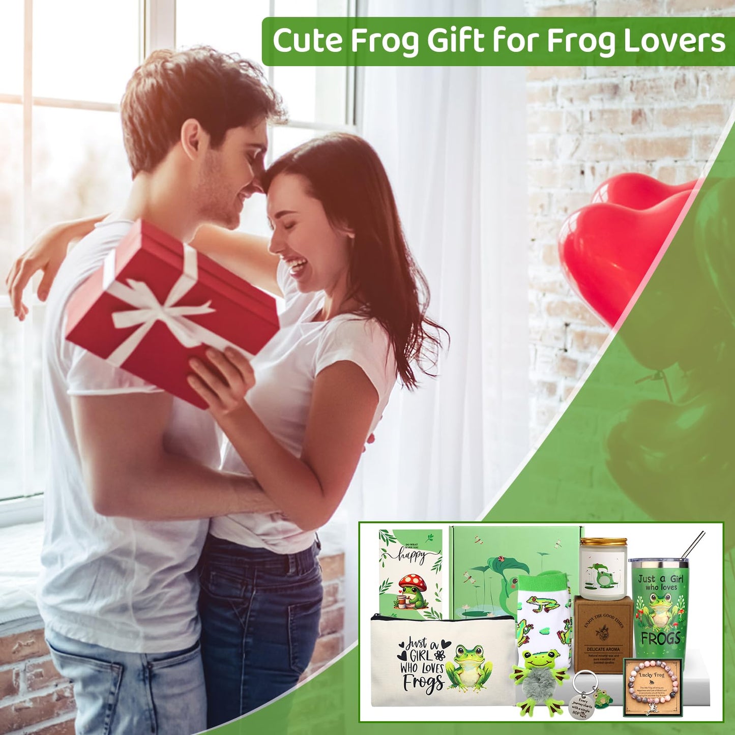 Bayelove Frog Gifts for Women Frog Lovers Stuff Gifts Include Hair Tie 20oz Tumbler Mug Keychain Makeup Bag Socks Bracelet Card for Women Christmas Birthday