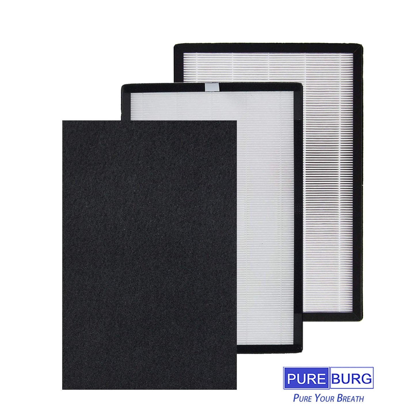 PUREBURG FLT5600 Replacement Filter Set Compatible with GermGuardian AC5600WDLX AC5600W AC5600WFL Air Purifier FLT56CB4 Filter N, Pack of 2, H13 True HEPA Activated Carbon
