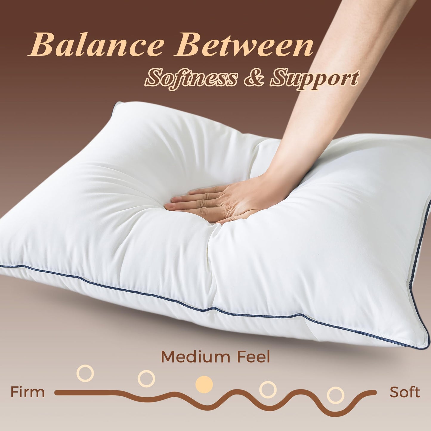 Cosybay Goose Feather Down Fiber Pillows Standard Size Set of 2, Luxury Bed Pillow for Sleeping, Ultra Soft Cover Hotel Collection Bed Pillows for Back,Stomach or Side Sleepers 20x26