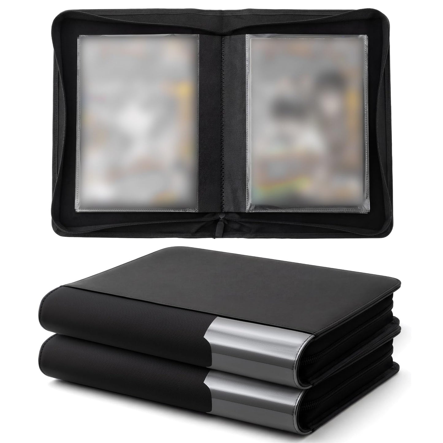 Zhehao 2 Pack Comic Book Binder, PU Leather Storage Album with 20 Double Sided Sleeves, Holds Up to Comics, Protective Display Organizer and Gift for Collectors, Fits Most Collections(Black)