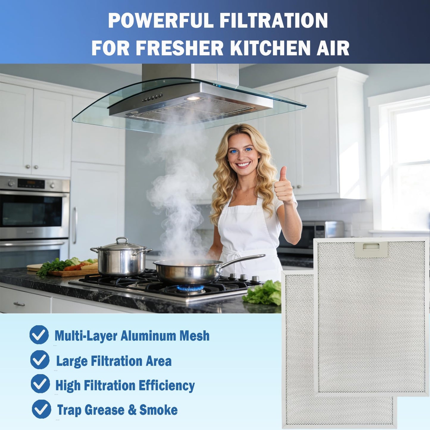 4 Pack BPPFA30 Range Hood Grease Vent Filter 11.81" x 16.25" Fit for Broan QP130 QP130BL QP130SS QP130BLC, Replace Part Number Replace S97017720, 97017720, AP5610518, 1568240