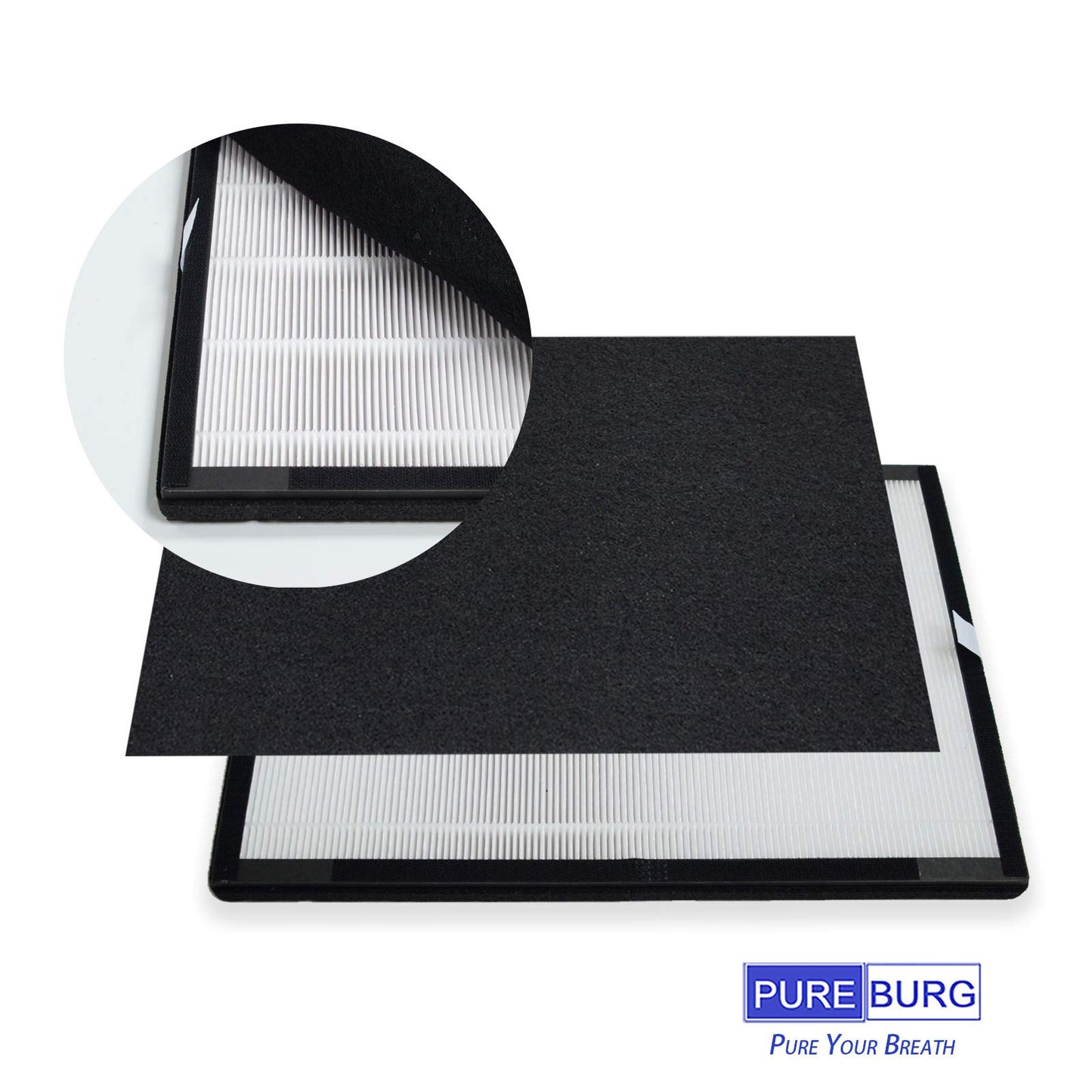 PUREBURG FLT5600 Replacement Filter Set Compatible with GermGuardian AC5600WDLX AC5600W AC5600WFL Air Purifier FLT56CB4 Filter N, Pack of 2, H13 True HEPA Activated Carbon