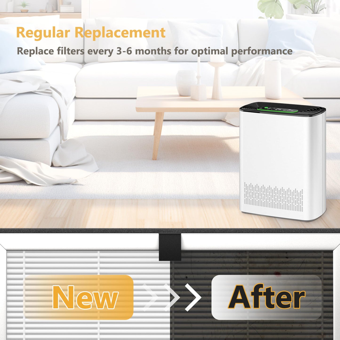 APH3000 Replacement Filter Compatible with KNKA APH3000 Air Purifier, H13 True HEPA, Activated Carbon Filter, 4 Pack