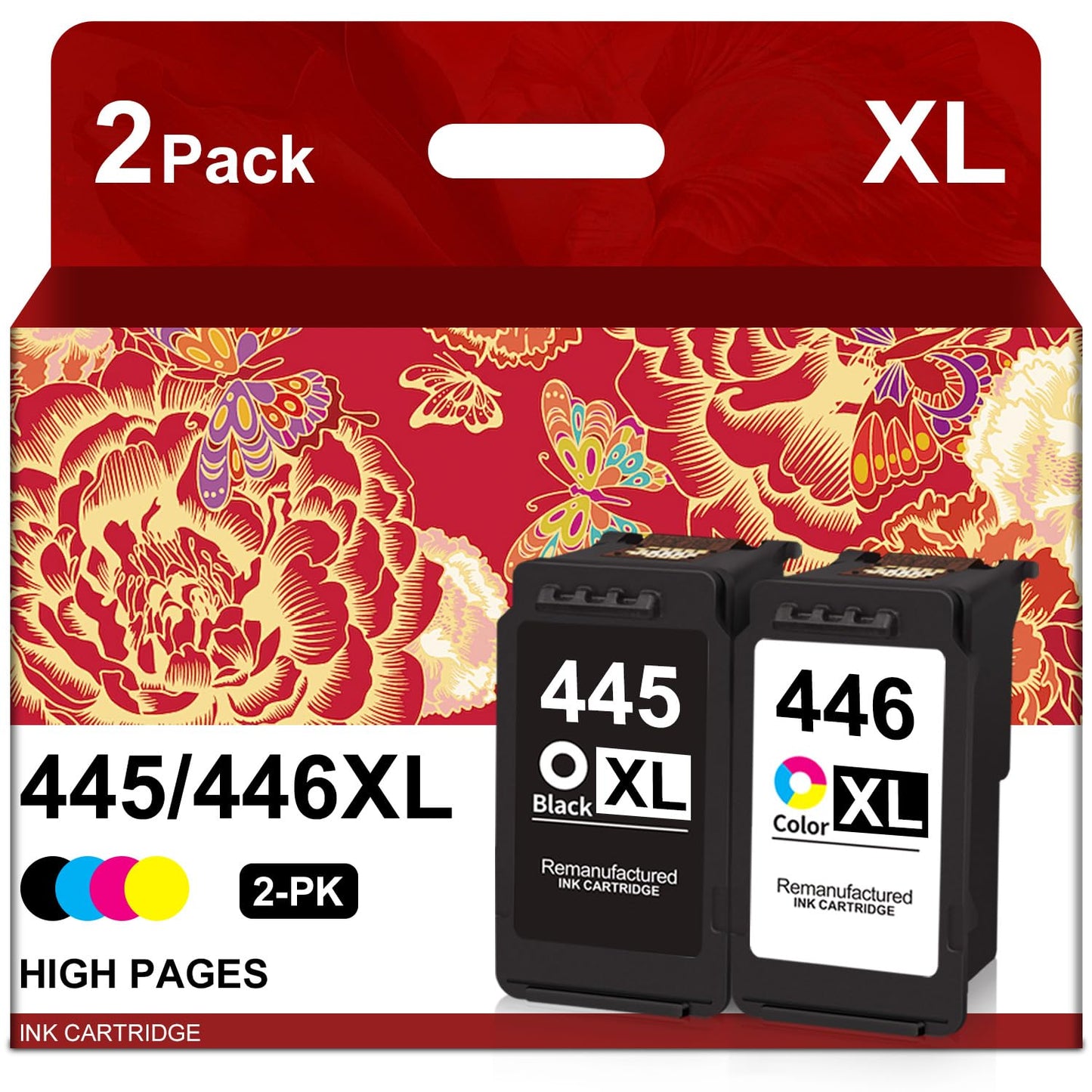 INSMAX PG-445 CL-446 Ink Cartridge Replacement for Canon 445XL 446XL PG445 CL446 High Yield for MG2440 MG2540S MG2545S MG2940 TS204 TS304 MX494 TR4540 IP2840 Printer (1 Black, 1 Color)