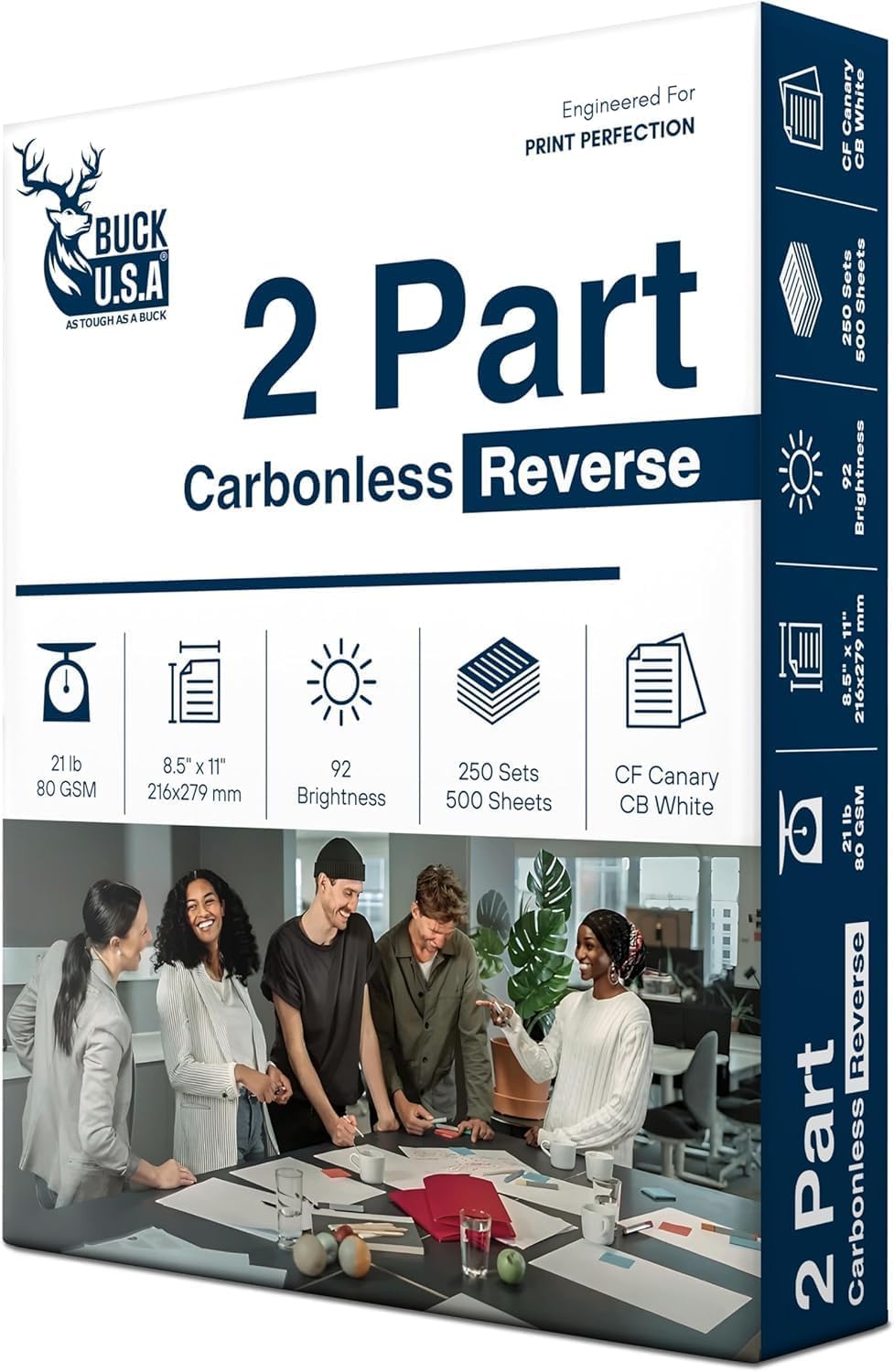 2 Part Reverse NCR Carbonless Paper (5887), 8.5" x 11" Collated Paper, 1 Ream, 250 Sets, 500 Sheets, 92 Bright, CF Canary/CB White - Ideal for Laser & Digital Printers & Perfect for Quality Duplicates