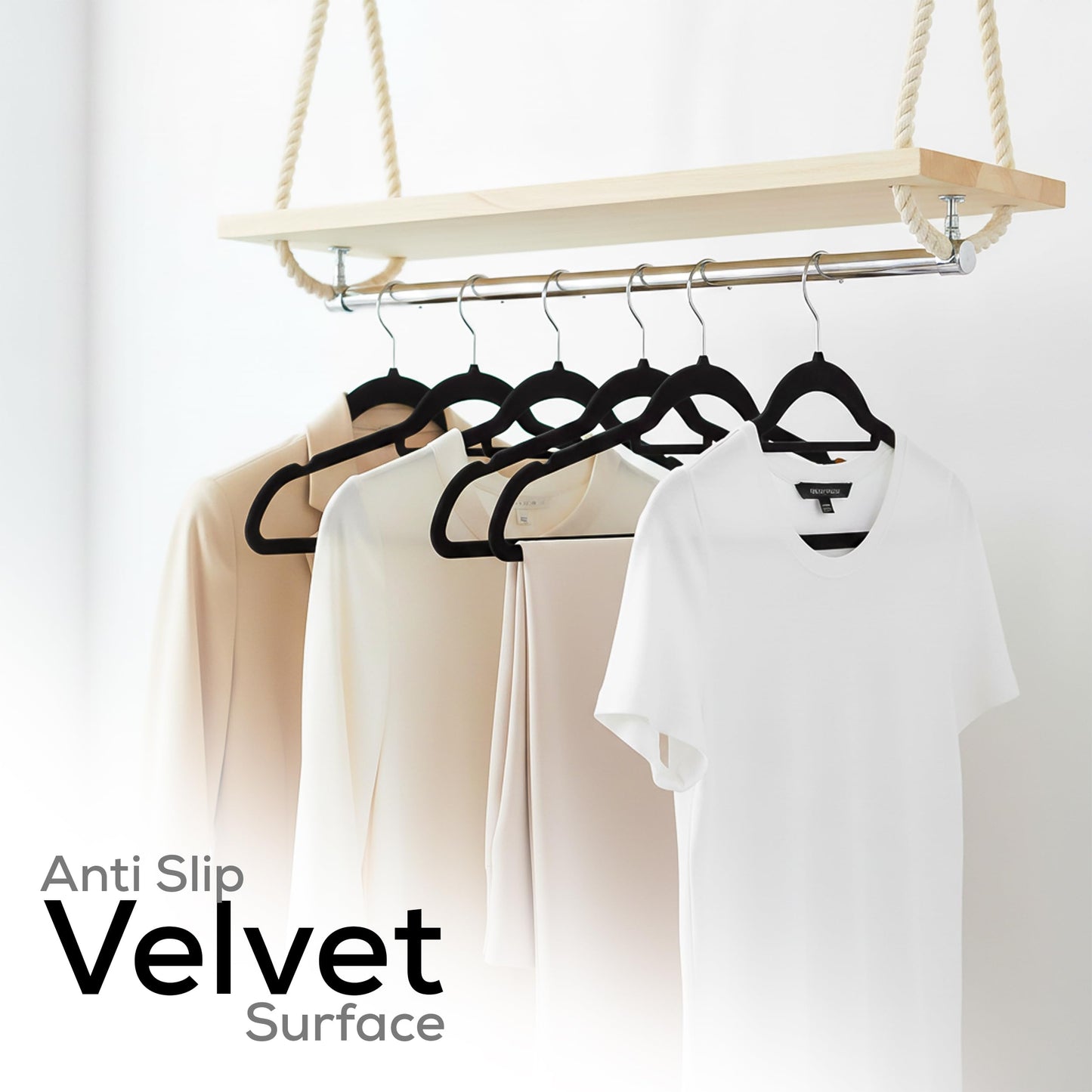 Utopia Home Velvet Hangers 100 Pack – Premium Non-Slip Slim Clothes & Coat Hangers with Tie Bar, Space-Saving Heavy Duty Design, 360° Swivel Hook – Black