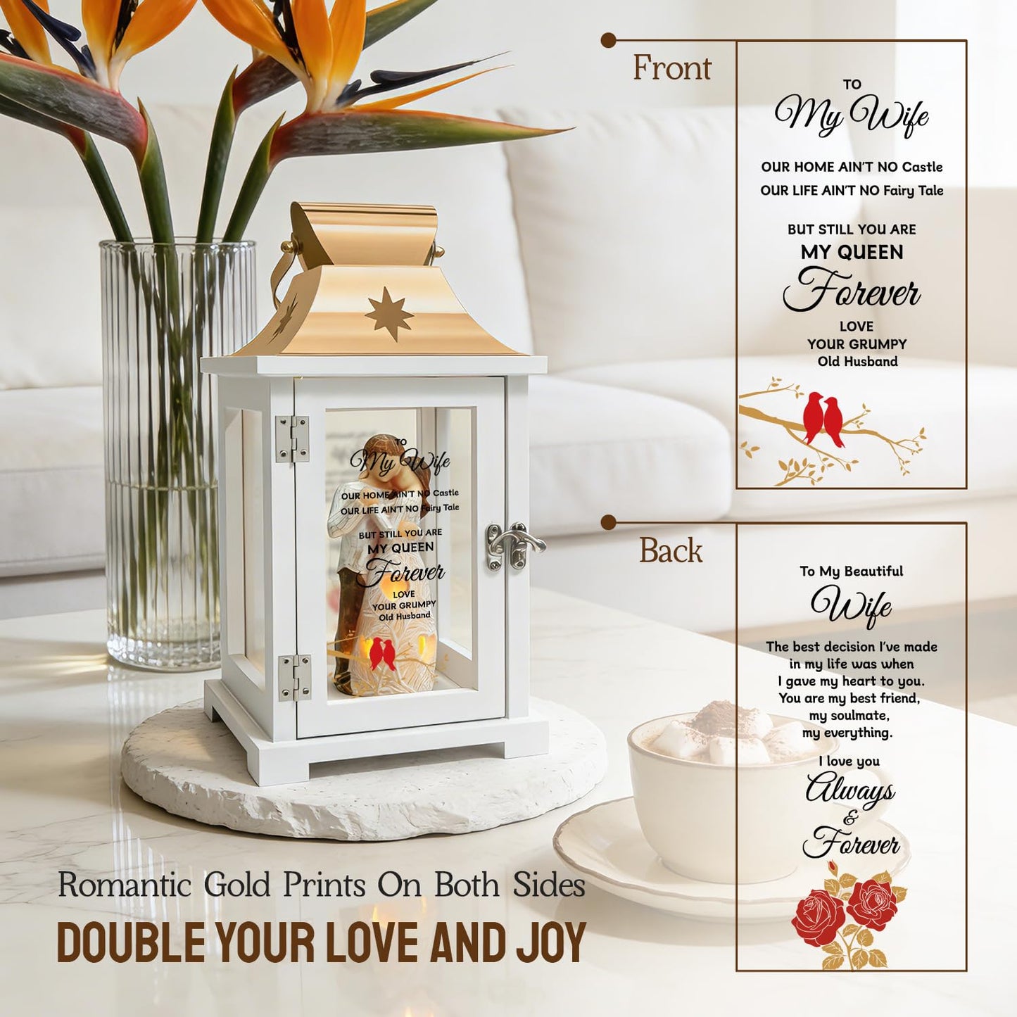 Gift for Wife, Best Mother's Day Valentines Day Anniversary Birthday Gifts Lantern for Wife Christmas