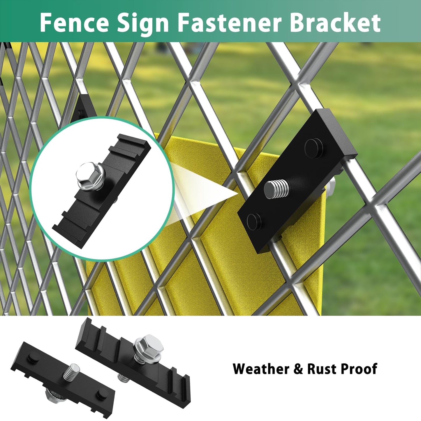 IRENPORU Chain Link Fence Sign Mount Bracket, 50 Pcs Fastener Clip for Standard Fence Sign Mounting Support Rack Banner Display