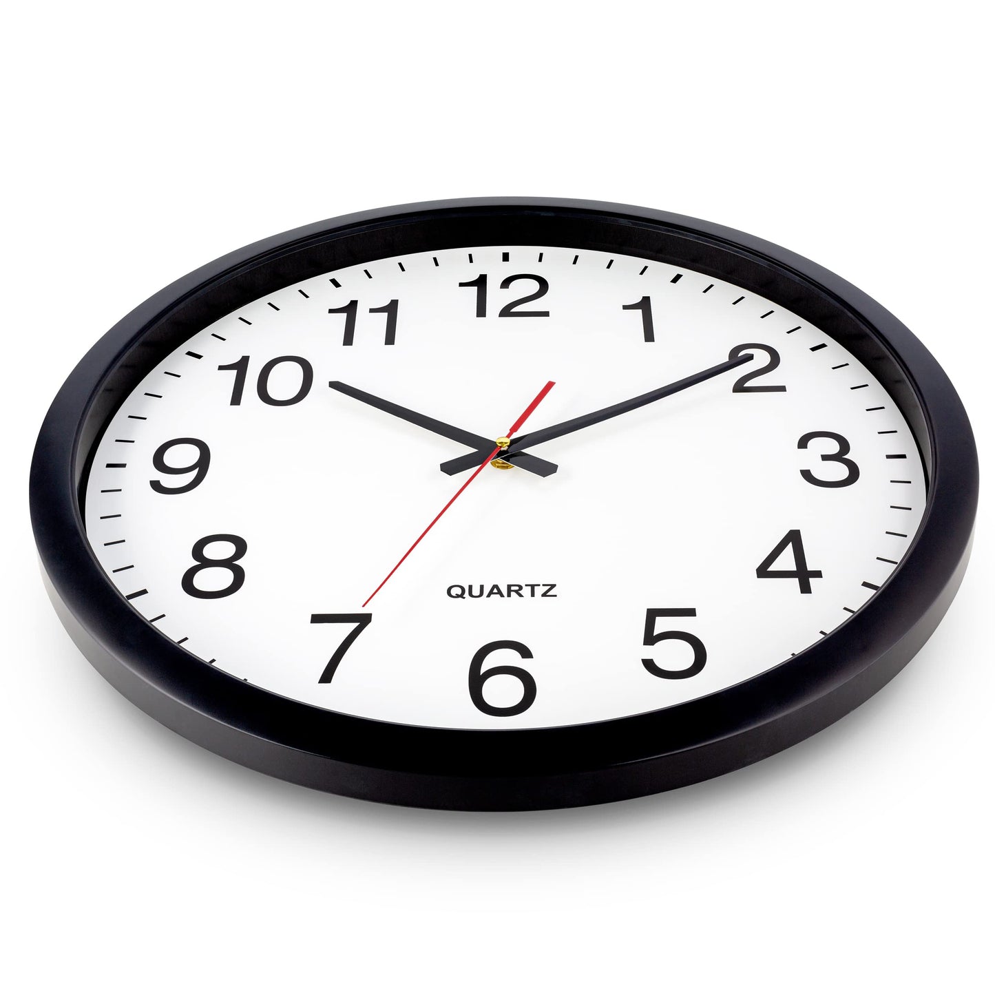 Bernhard Products Black Wall Clock Silent Non Ticking - XL 18 Inch Quality Quartz Battery Operated Round Easy to Read Home/Office/Classroom/School Clock