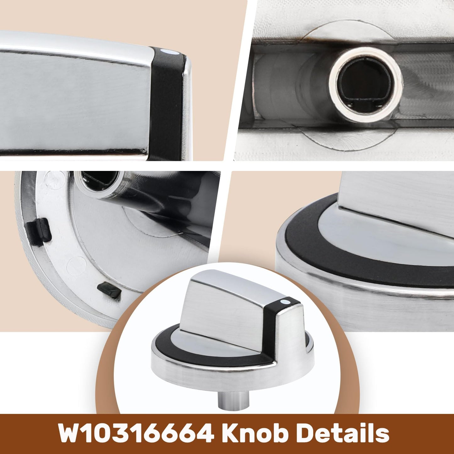 Upgraded W10316664 Control Knob 5 Pack Compatible with Whirlpool W10316664, WPW10316664, 1876613, AP6019356, PS11752662, EAP11752662, PD00023455