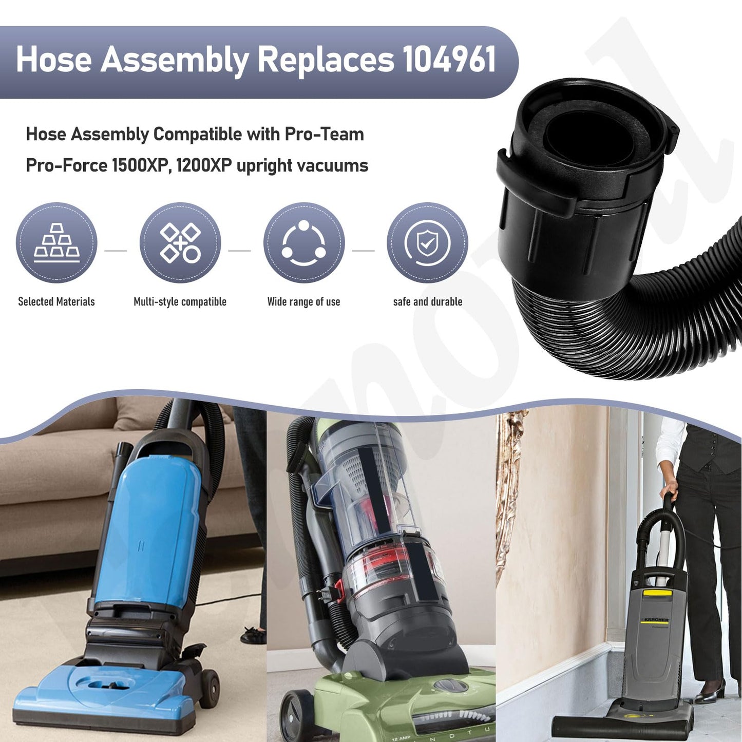 104961 Hose Assembly/Vacuum Cleaner Hose Compatible with Pro-Team 1200XP 1500XP 1500 15XP Upright Vacuum, Excellent ductility
