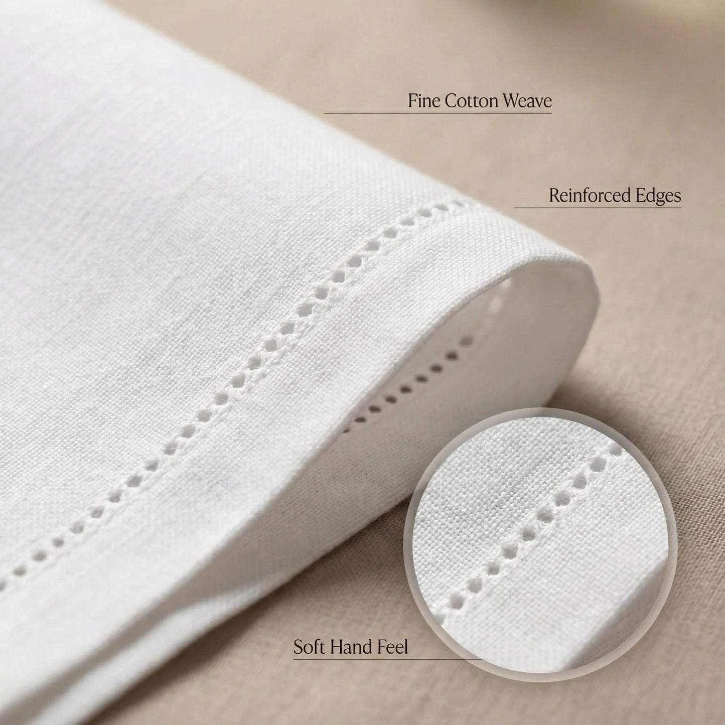 Urban Villa Cloth Napkins 100% Cotton Highly Absorbent Washable Reusable Premium Dinner Napkins Ideal for Gifts for Mothers Day Hotel Farmhouse Parties - White - Hemstitch (20" x 20", Set of 12)