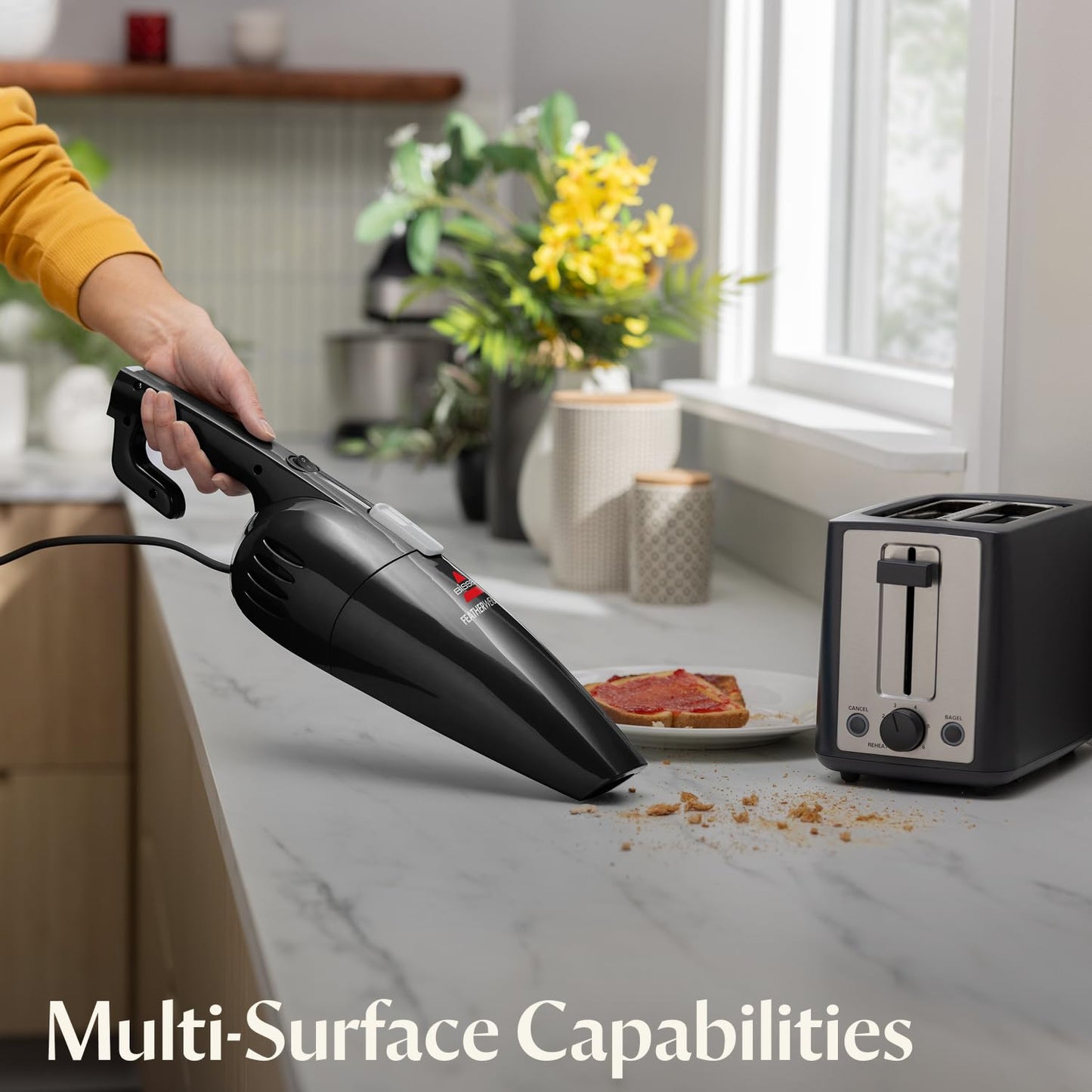 Bissell 2033M Featherweight Stick Lightweight Bagless Vacuum and Electric Broom with Crevice Tool for Hard Floors and Carpets, Black