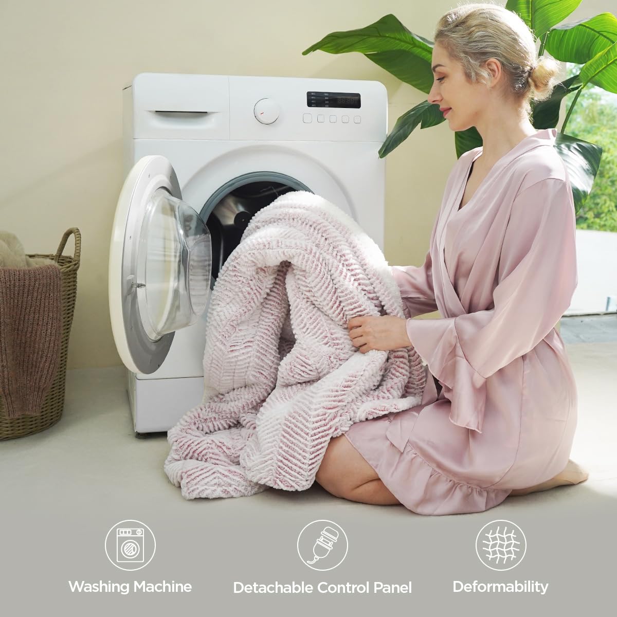 Templewet Heated Blanket Electric Blanket 50" x 60" - Cozy Soft Heated Throw with 5 Heating Levels & 3 Hours Auto Off,Machine Washable,ETL & FCC Certification(Frosty Pink)