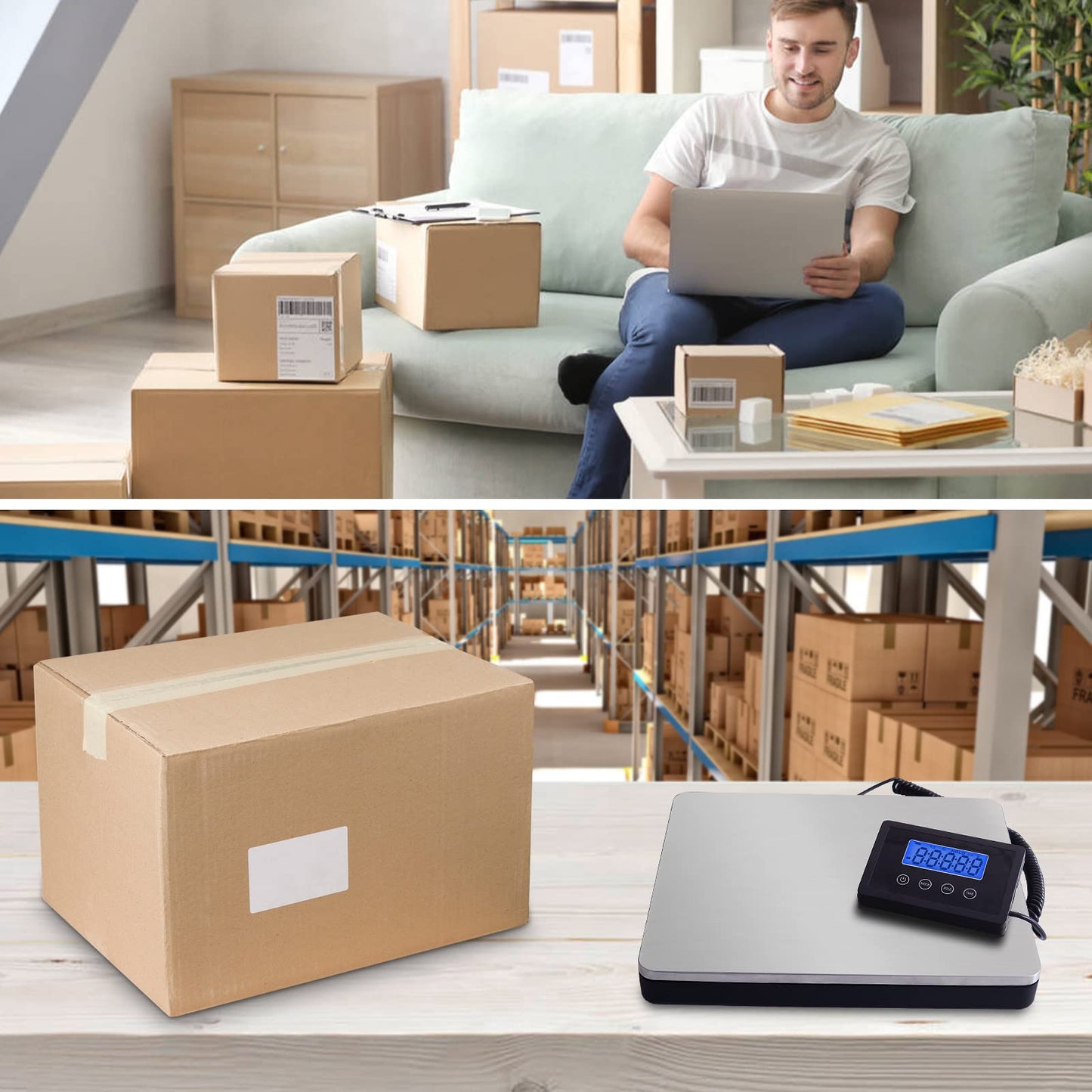 Fuzion Shipping Scale for Packages Small Business - 440lb x 0.1lb Digital Postal Scale for Packages, Shipping Package Scale, Postage Scale, Postal Scale, Luggage Scale