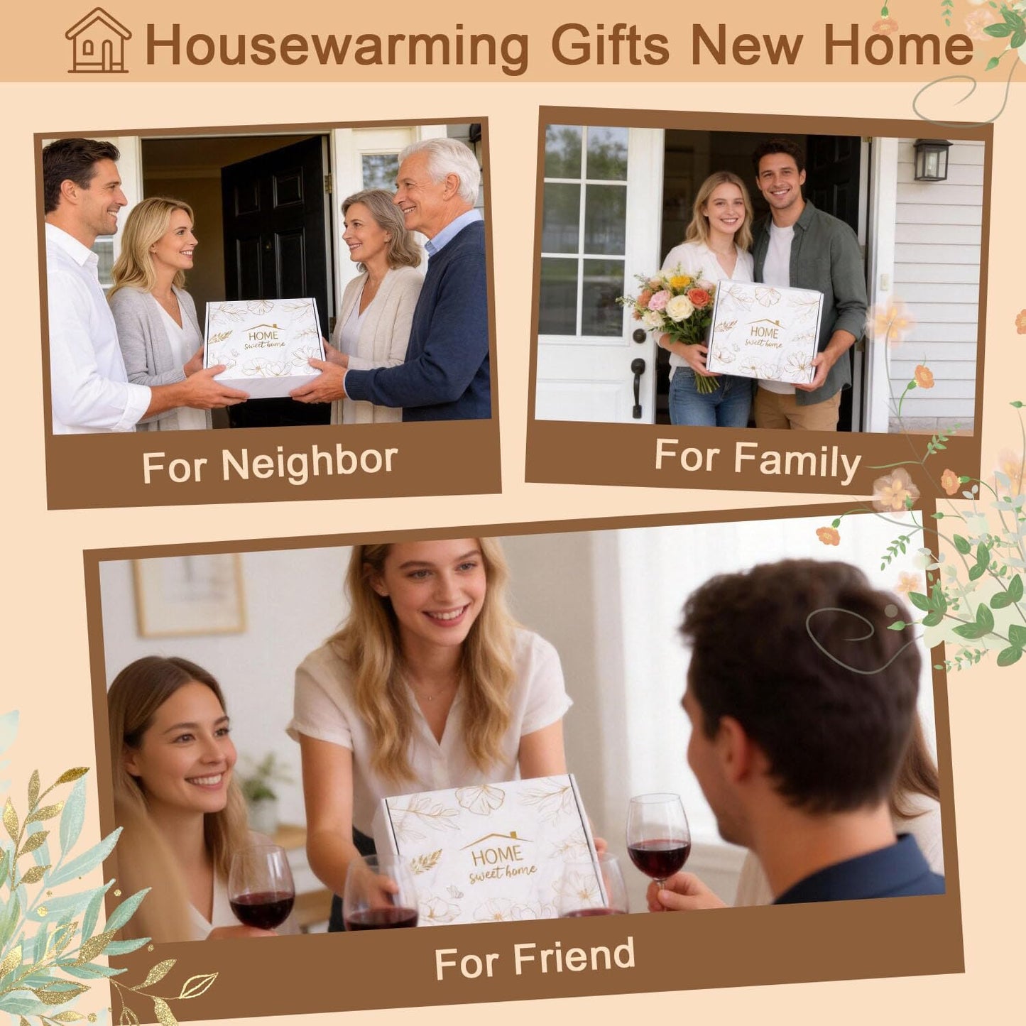 House Warming Gifts New Home, 19pcs New Home Gift Basket For Homeowners, Couple Women Neighbor - Includes Decoration, Kitchenware, Towel, Greeting Card, First Time Home Buyer Gift, Housewarming Gifts