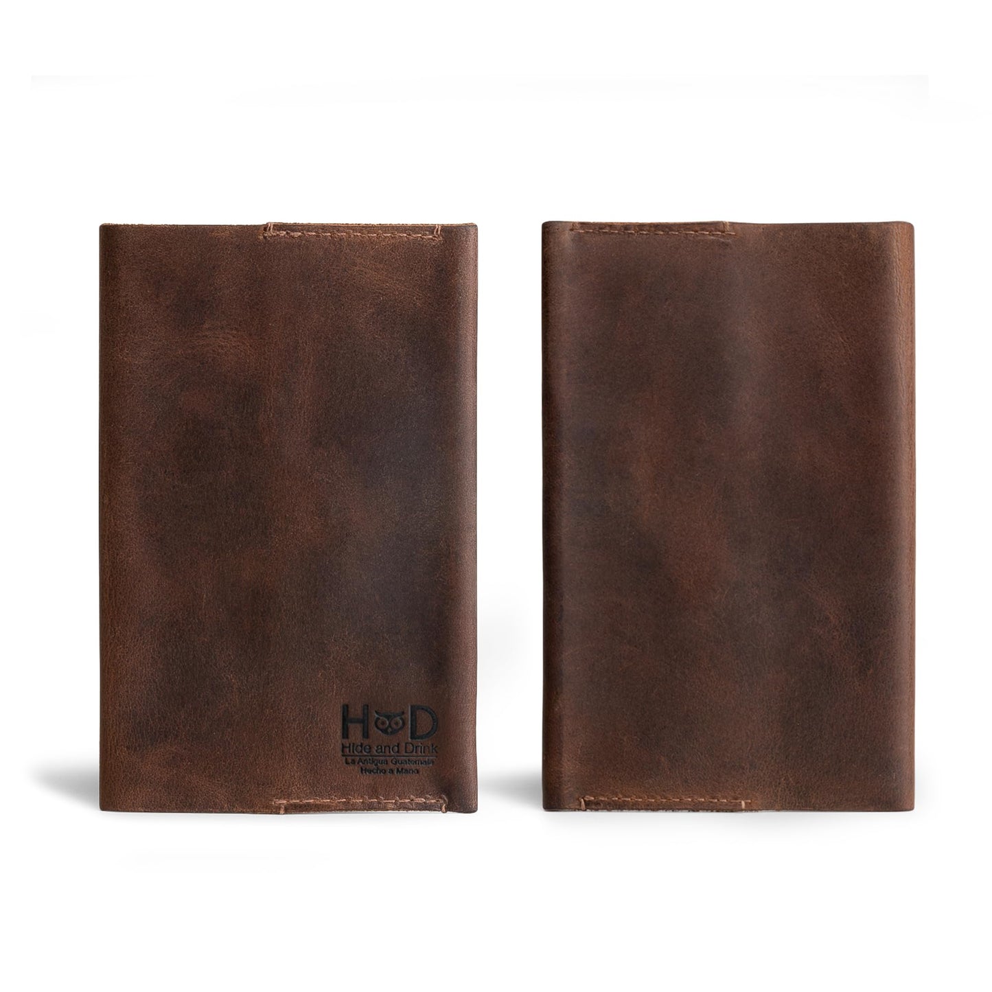 Hide & Drink, Pocket-Sized Memo Books Cover Compatible with Field Notes (3.5 x 5.5 in.) Journal Case with Card Slot, Refillable Travelers Notebook, Full Grain Leather, Handmade, Bourbon Brown